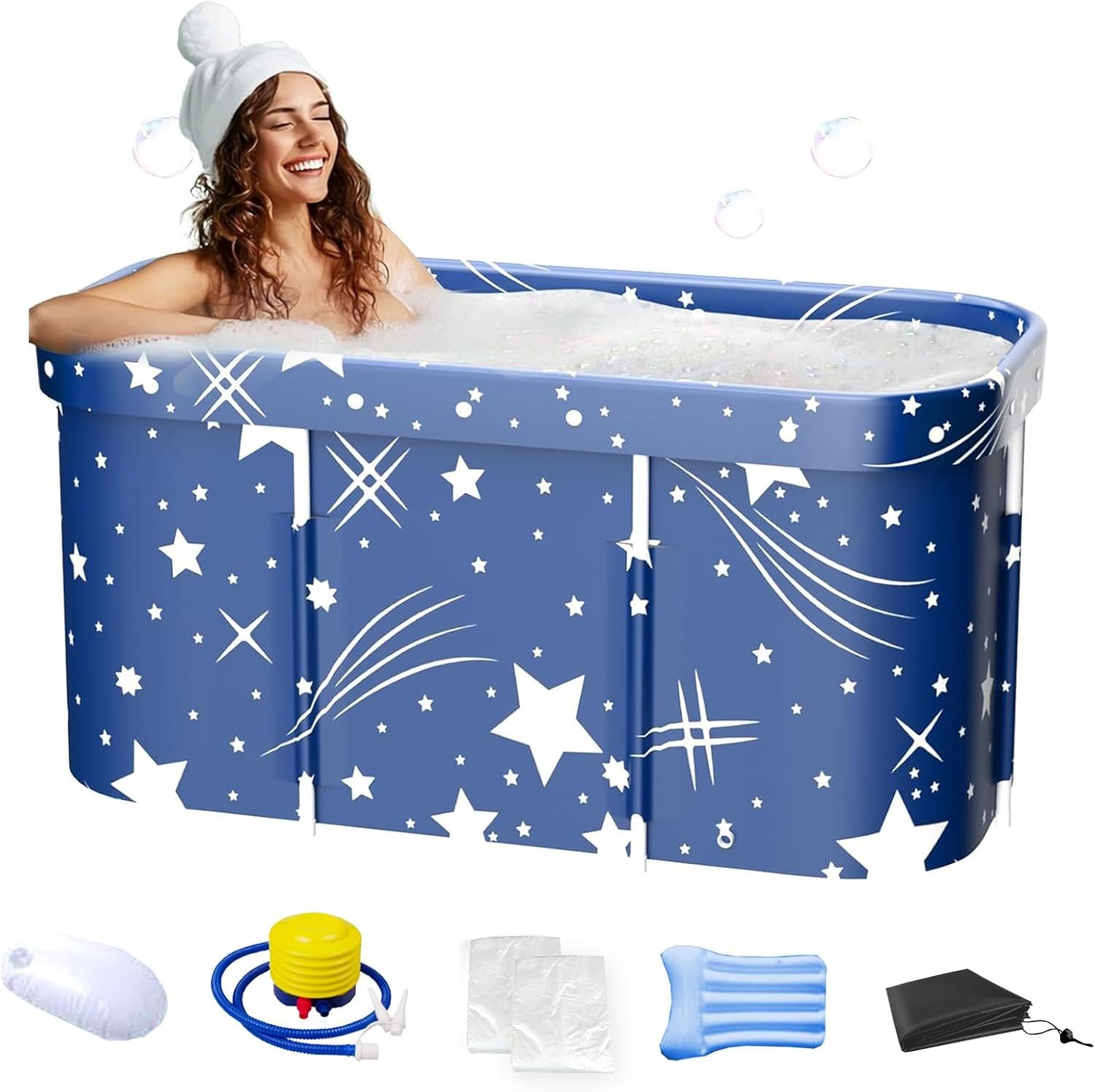 Portable Bathtub, Foldable Bathtub for Adults, Separate Family Bathroom SPA Therapy Tub for Shower Stall, Soaking Hot SPA and Ice Bath Tub, 45.3”x23.6”x19.7”