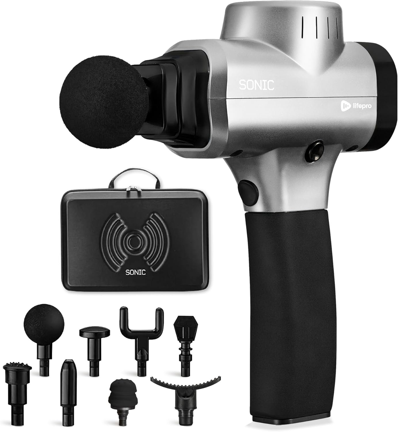 LifePro Massage Gun, Muscle Massager Gun, Massage Gun Deep Tissue, Message Gun, Muscle Massage Gun, Back Massager Gun, Percussion Massage Gun for Athletes, Includes 8 Massage Heads, 5 Speed
