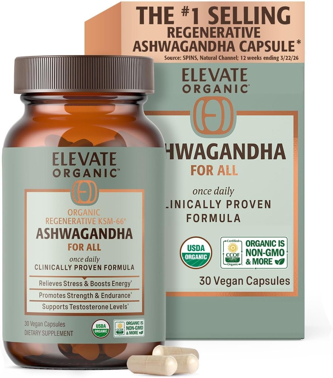 Regenerative Fermented KSM-66 Ashwagandha Vegan Capsules with Acti Veda™ (600mg, 30 Servings), Up to 150% More Effective Than KSM-66 Alone