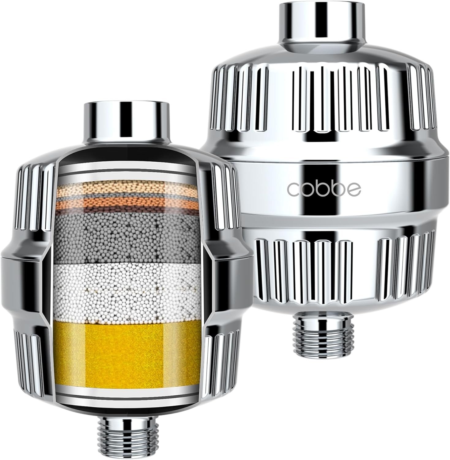 Cobbe HD HEAVY DUTY High Output Shower Filter 2 Pack – 99% REMOVAL Shower Head Filter for Hard Water, Heavy Metals, Chlorine and Harmful Substance, Improve your skin and hair – Chrome