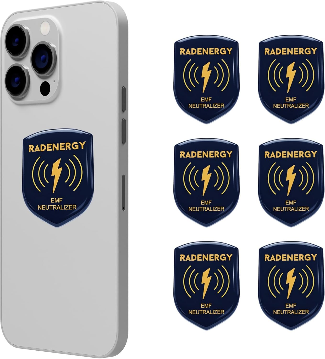 EMF Neutralizer Stickers, EMF Blockers for Phones, Tablets, Laptops & WiFi Devices, FCC-Recognized & NVLAP-Accredited Lab Tested Up to 99% Radiation Reduction, Shielded Protection, Pack of 6