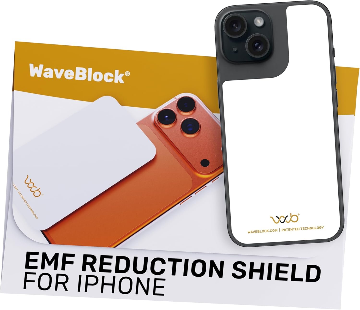 WAVEBLOCK EMF Blocker for Cell Phone – Made for iPhone 15 – The Only Patented, Real Scientifically Backed, Lab-Tested 5G-Shield Sticker to Protect You & Your Loved Ones – USA Made White