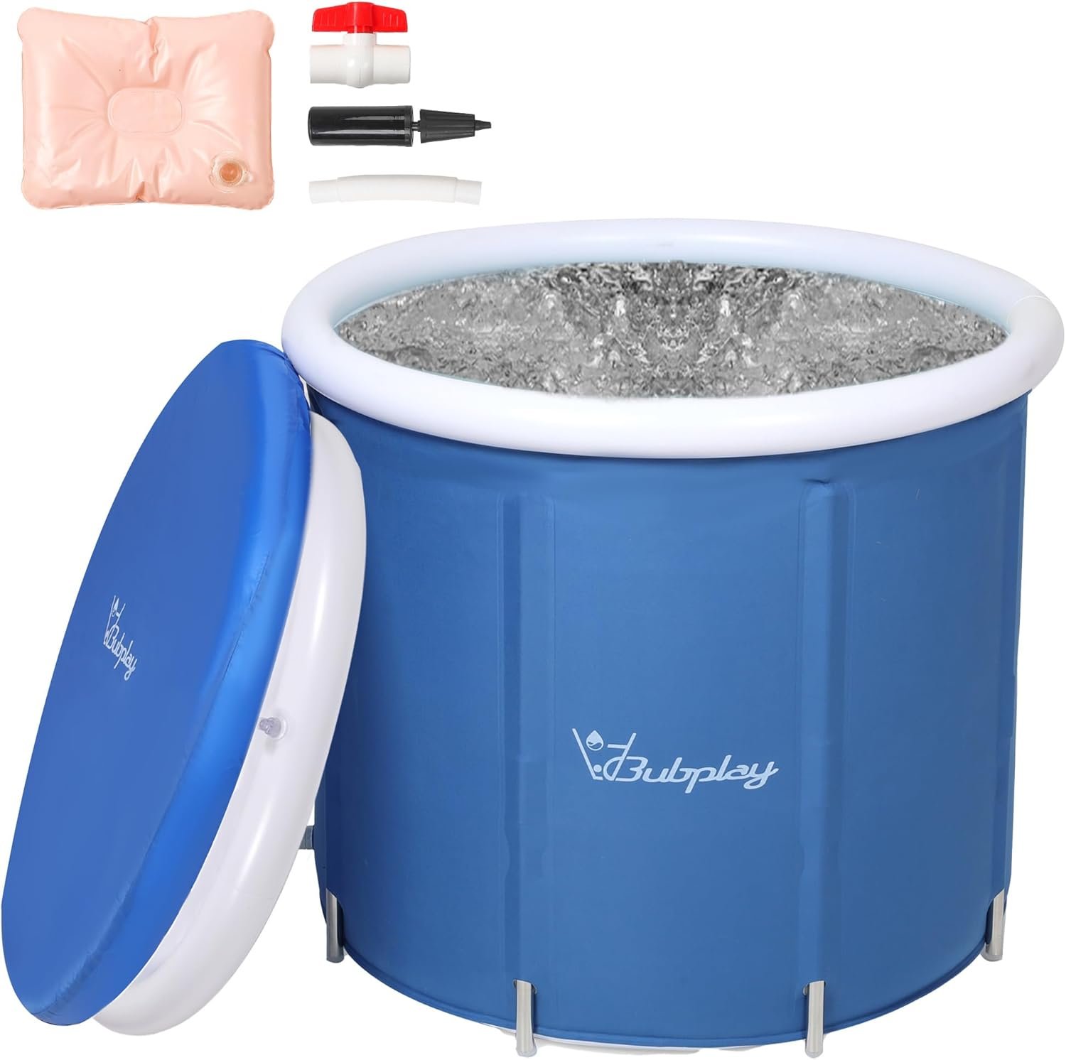 XL Ice Bath Tub for Athletes & Adults – 105 Gallons Ice Tub, Cold Plunge Tub with Cover, Ice Plunge Tub for Recovery & Cold Water Therapy, Inflatable Ice Bath Barrel for Indoor Outdoor – Blue