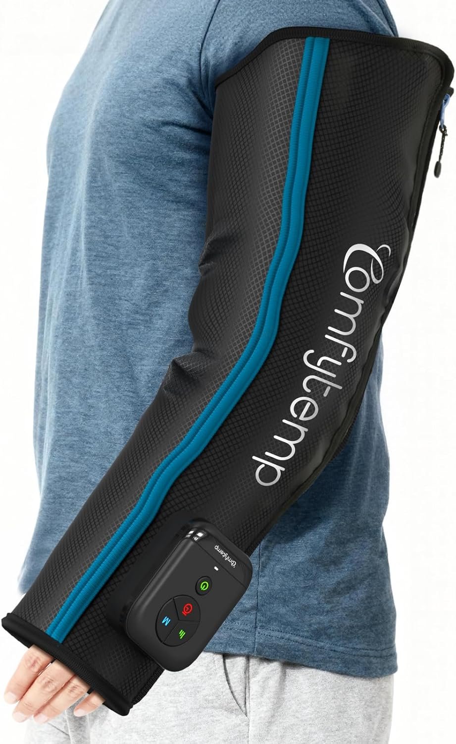 Comfytemp Air Compression Arm Massager for Circulation and Pain Relief, Portable Full-Arm Compression Sleeve for Tennis Elbow, Lymphedema, FSA Eligible HSA, Ideal for Mom Dad (Fits Upper Arms 11″~15″)