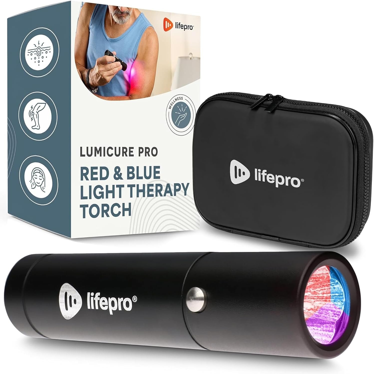 LifePro Near Infrared Red Light Therapy for Body Joints & Muscles Wellness Support, Lumicure Portable Red Light Therapy Torch with 630nm, 660nm, 850nm LEDs – Support Daily Relaxation and Comfort