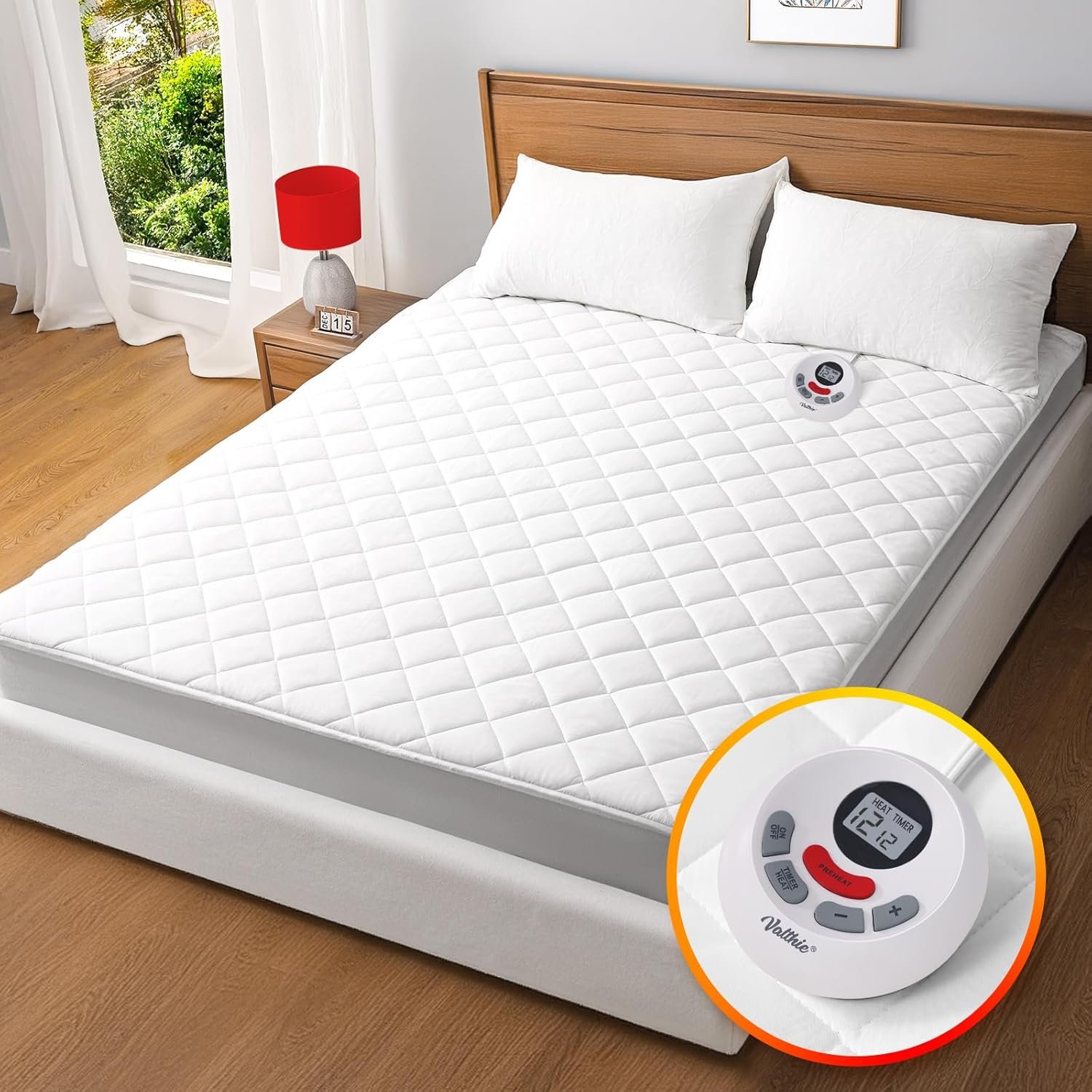 Heated Mattress Pad Twin XL Size,Electric Mattress Pad with Preheat Functions, Bed Warmer with 12 Heat Settings Controller & 1-12 Hours Auto Shut Off, Machine Washable(39″x80″,White)