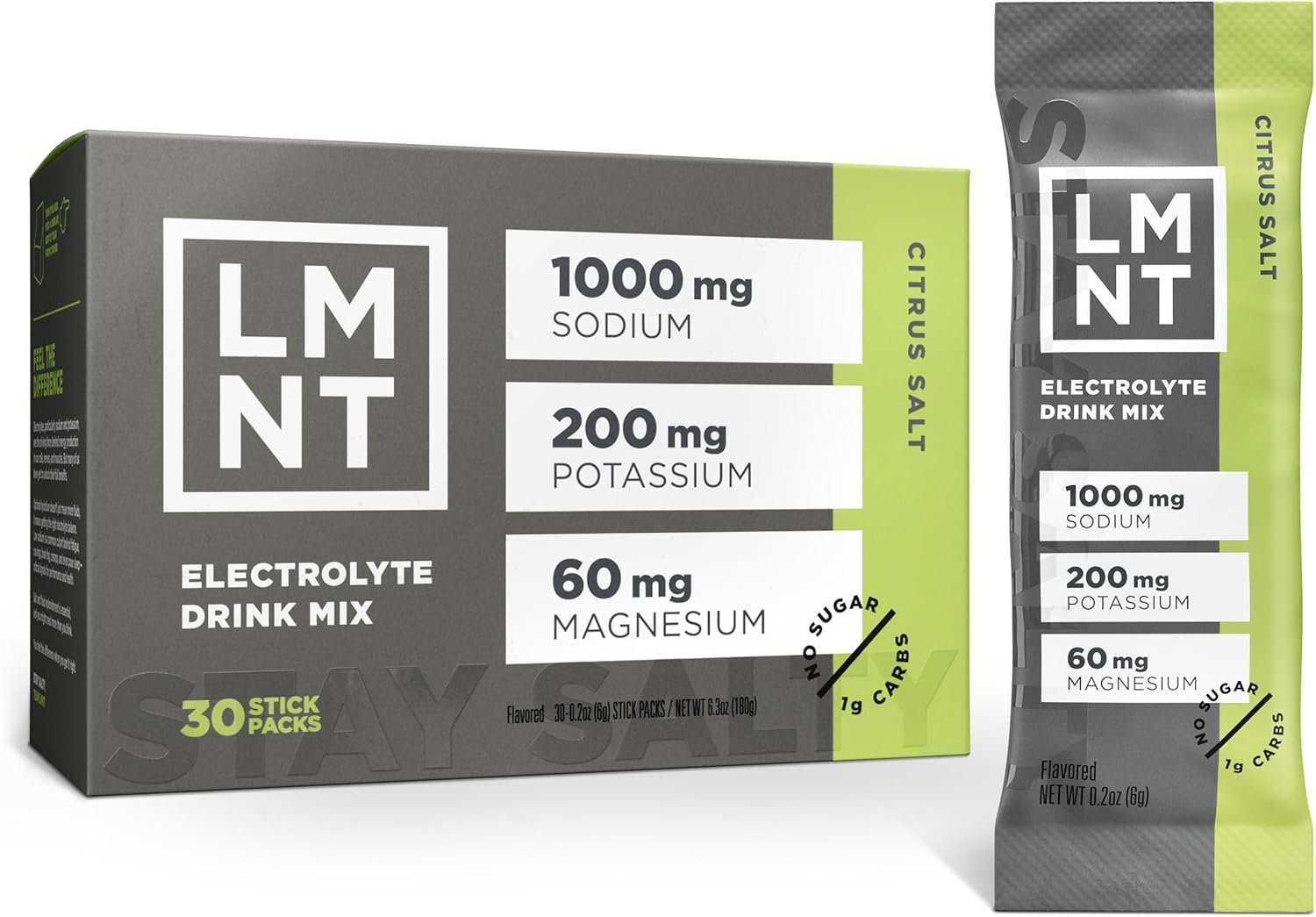 LMNT Zero Sugar Electrolytes – Citrus Salt | Drink Mix | 30-Count