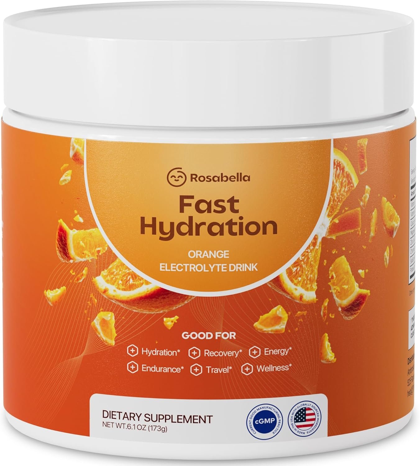 Rosabella Electrolyte Drink Powder – Orange – Zero Sugar Hydration Supplement – Electrolytes with Sodium, Potassium, Magnesium, Calcium – Sports Drink Alternative – 30 Servings (6.1 oz)