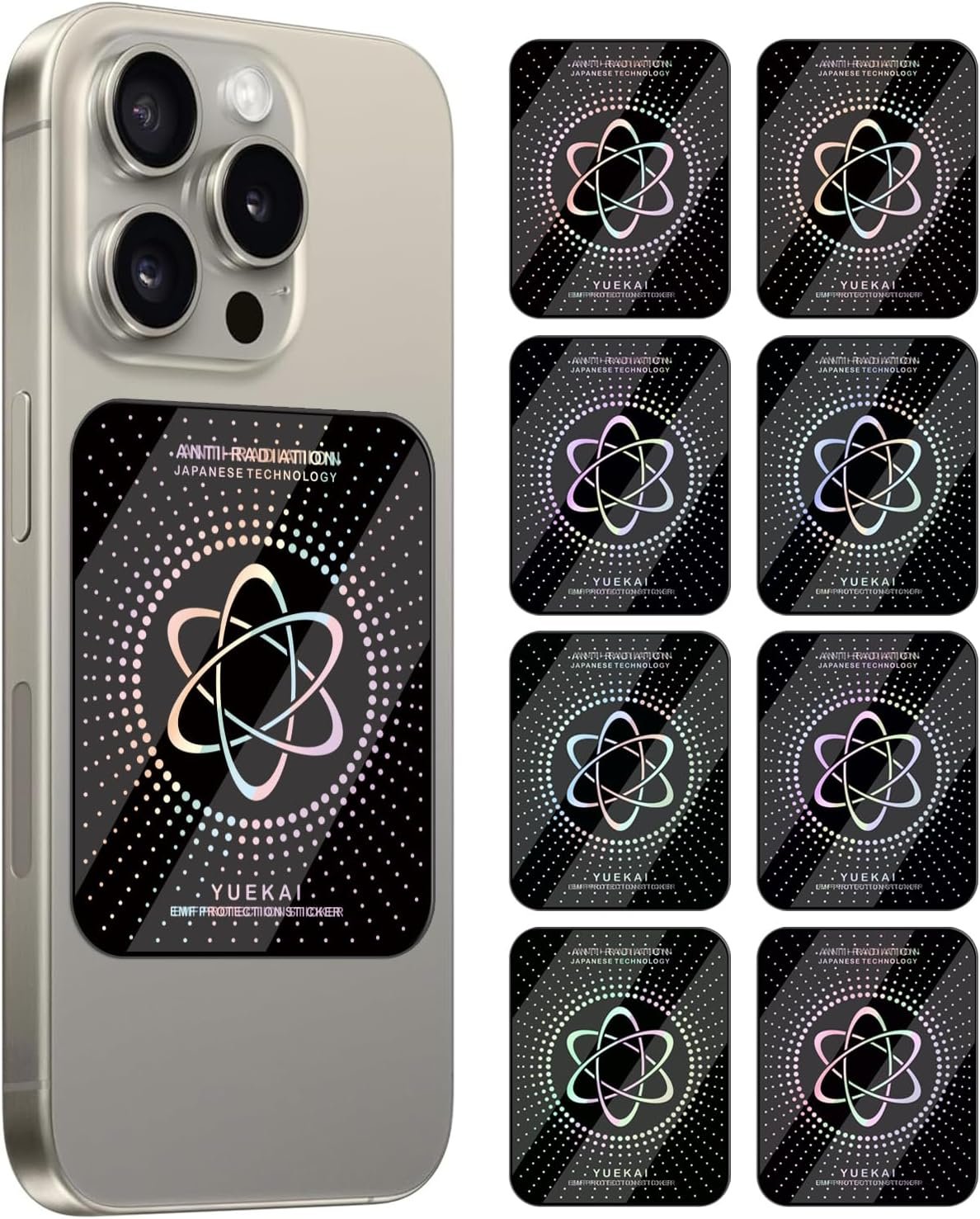 EMF Blocker for Cell Phones/Tablets/Laptops/Computer/WiFi/TV/Electronic Devices, Shungite Protection Sticker, [Reusable], [Slim Design], 2.4 x 2.0 x 0.016 inches, 0.06 Ounces, (8 Pcs)