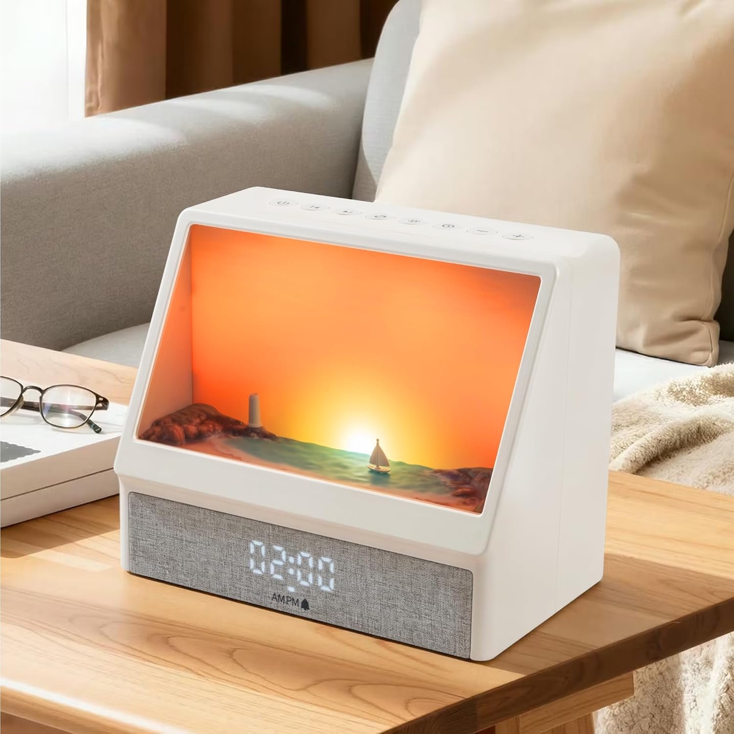 Upgraded Sunrise Alarm Clock, White Noise Machine with 12 Soothing Sounds, Wake-Up Light with Snooze Function, 12/24H Dual Time Display, Power Adapter Included, for Youth, Mother’s Day