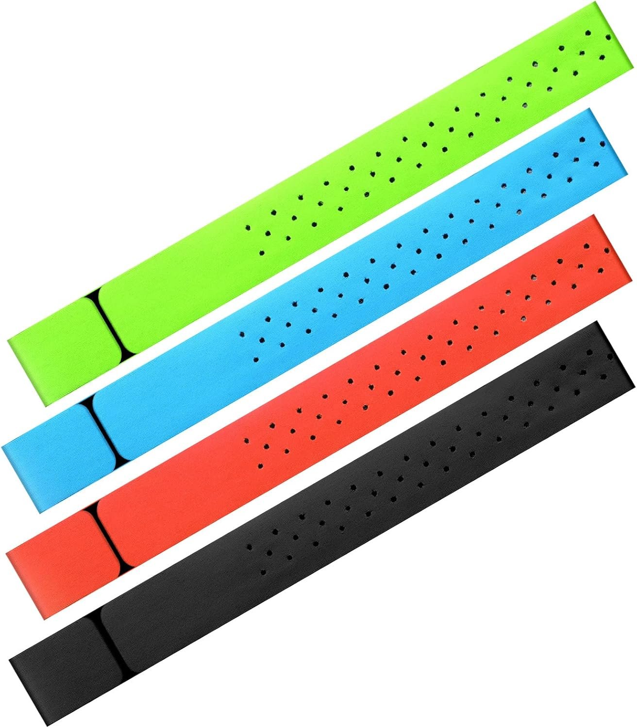 Oudain 4 Pcs 14. 2 x 0. 8 Inch Replacement Heart Rate Monitor Band, Soft Heart Rate Armband Strap, Theory Fitness Adjustable (Black, Orange, Green, Blue)