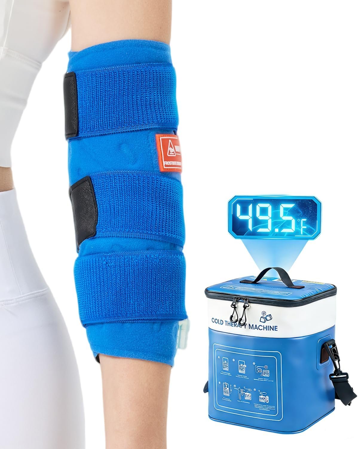 Cold Therapy Machine for Elbow, Ice Machine for Tennis Elbow&Post-Surgery Recovery, Cryotherapy Device with Temp Display & 3 Flow Modes, Adjustable Elbow Wrap for Arthritis, Bursitis, Swelling Relief