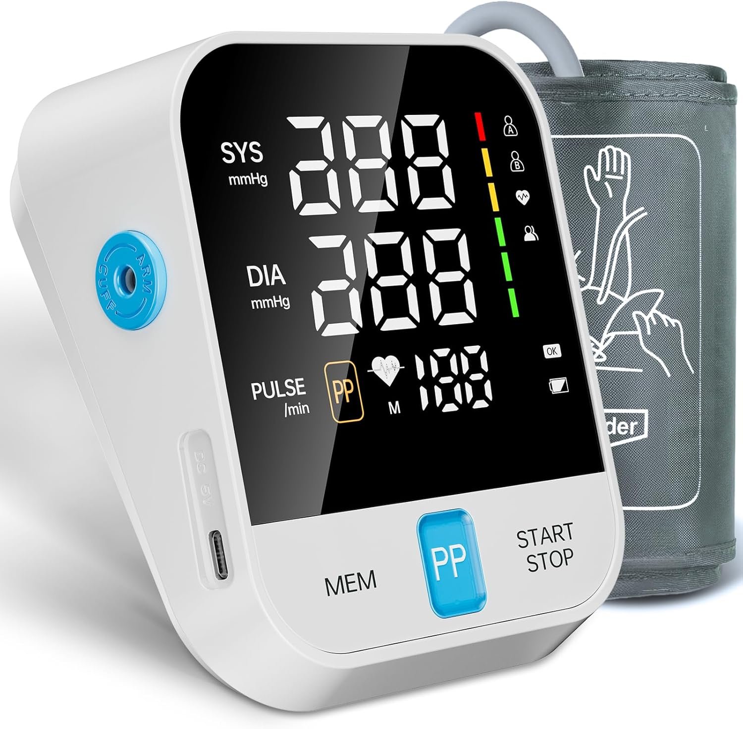 Blood Pressure Monitor for Home Use with Upper Arm Wide Range Cuff (8.7”-15.7” Adjustable) & LED Display, Automatic Digital BP Machine Storage Bag, 240 Memories for 2 Users