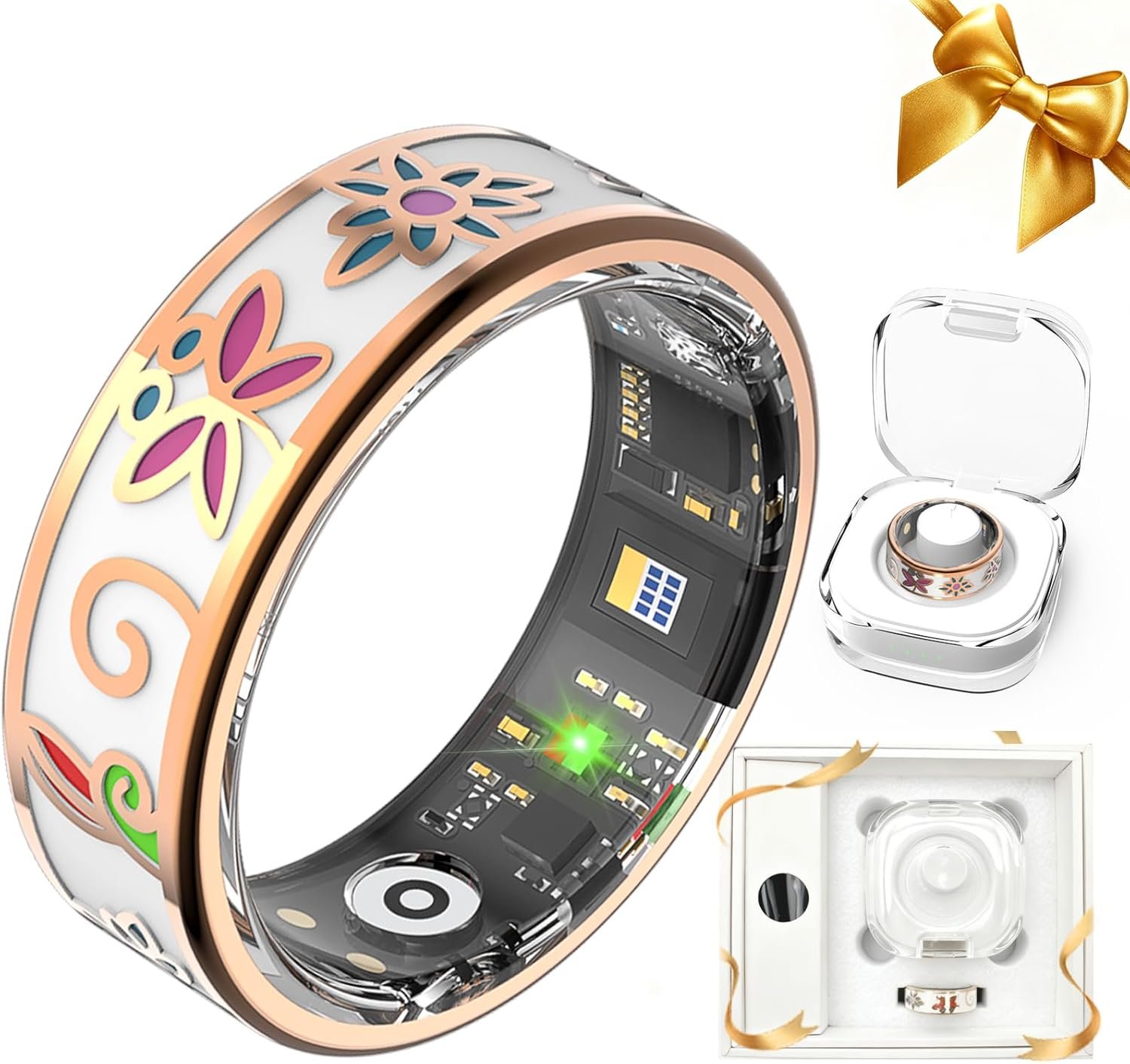 Enamel Craft Smart Health Rings for Women Men, Sleep Tracker with Heart Rate, Blood Oxygen, Fitness Ring for Activity Monitoring, No Subscription, Compatible with iOS & Android (Enamel Color, #8)