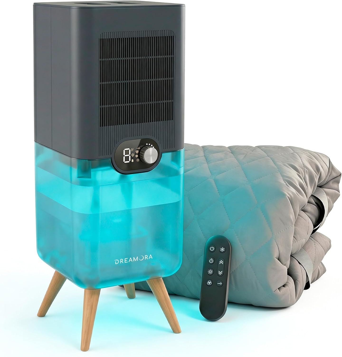 DREAMORA Luna – Water-Cooled Bed Cooling System – Elegant & Compact Bed Cooler for Hot Sleepers, Deep, Restorative Sleep – Dual-Sided Cooling Mattress Pad & Precise Temperature Control