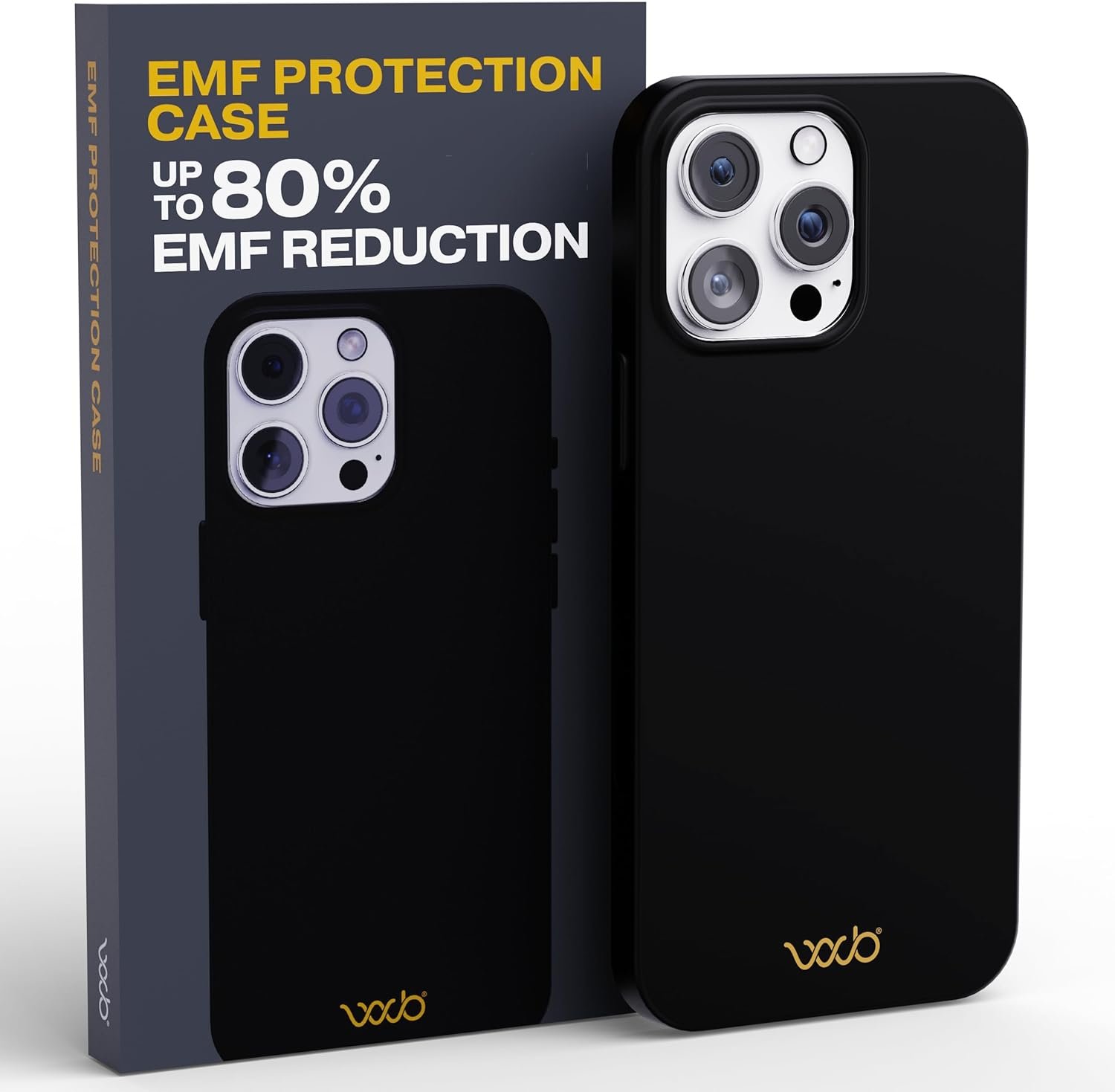 WAVEBLOCK EMF Protection Silicone iPhone Case, Radiation Blocker Cell Phone Case, 5G Shield Reduction, Lightweight, USA Patented and Tested in FCC Lab, iPhone 16 Pro Max Black