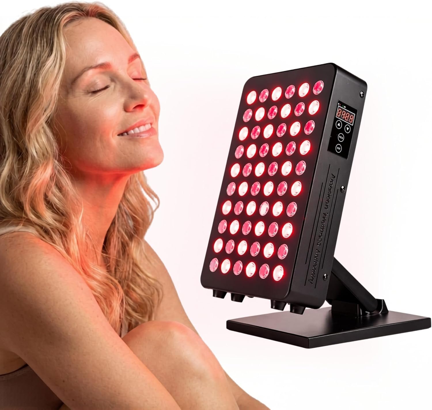 Red Light Therapy for Body & Face – 660nm & 850nm Infrared Red Light Therapy Panel for Skin, Muscles & Recovery – Full-Body LED Light Therapy Device with Stand