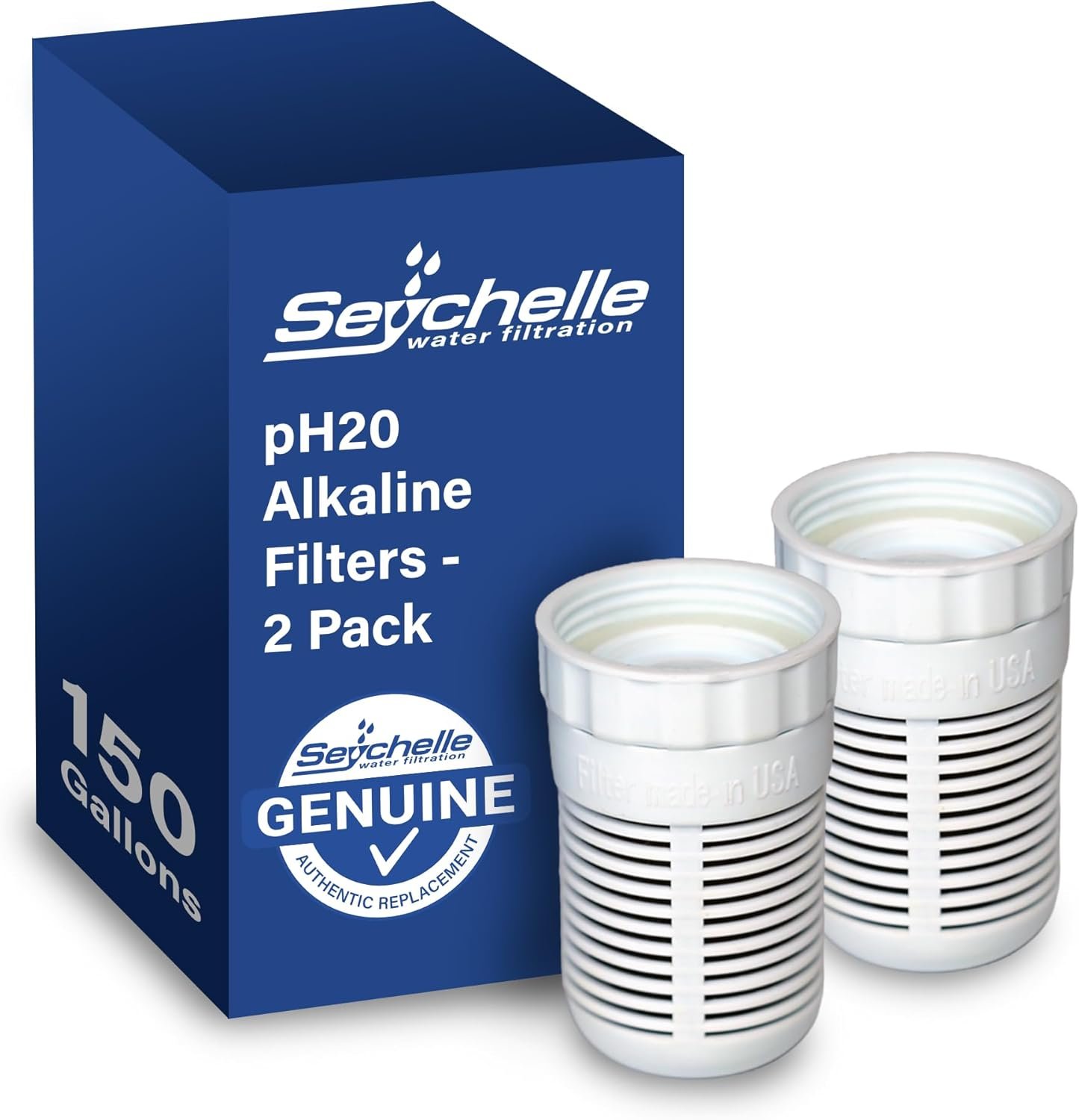 Seychelle pH2O Alkaline Water Filter Pitcher Replacement – 2 Pack