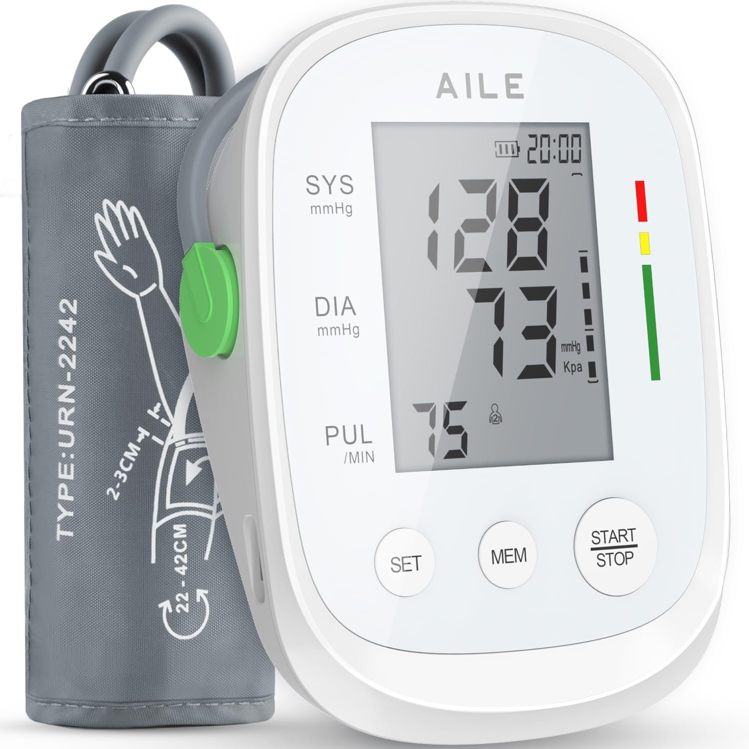 Blood Pressure Monitor, Aile Blood Pressure Machine Upper Arm Large Cuff(8.7″-16.5″), High Automatic Blood Pressure Monitors Cuff for Home Use, (BP) Manual Arm Blood Pressure Monitors, 2 * 99 Memory