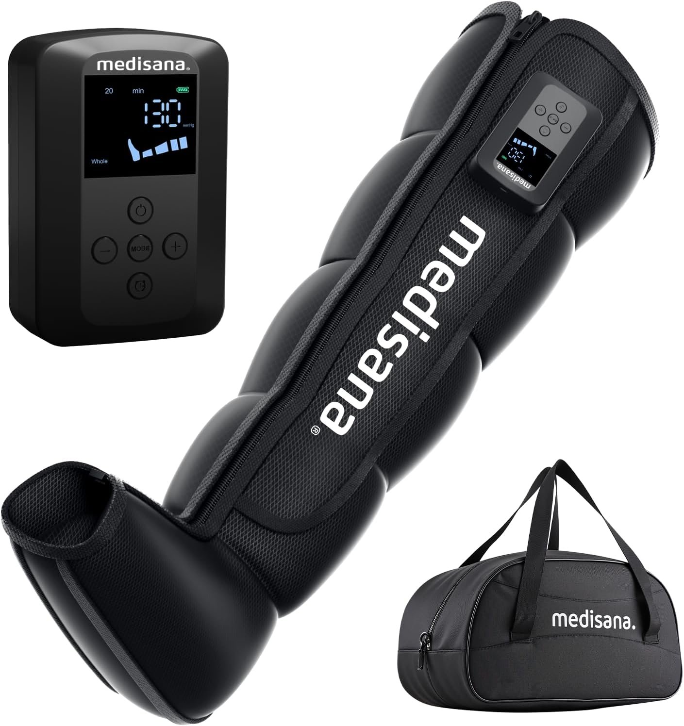 Medisana Leg Compression Massager, Cordless Rechargeable Air Pressure Boot with Multi-Customize Modes, Intensities & Timer, Leg Compression for Circulation (1 Pack)