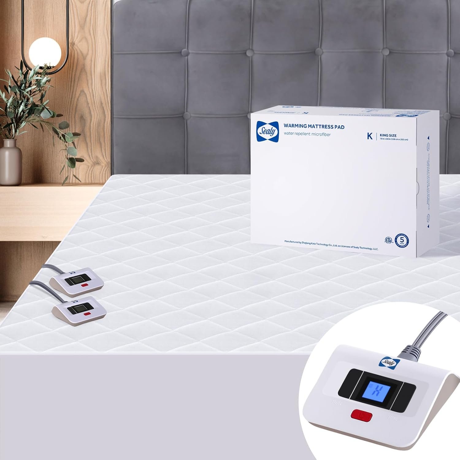 Sealy Heated Mattress Pad King Size 78×80 Inch | Luxury Quilted Waterproof Electric Mattress Cover with 10 Heat Setting Dual Controller & 1-12 Hours Auto Shut Off | Fit Up to 17″ Deep Pocket