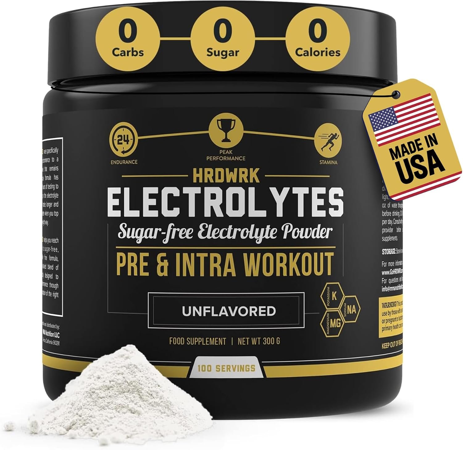 MMA Nutrition HRDWRK – 100 Servings Keto Electrolytes Powder Hydration Sugar Free – Electrolyte Powder to Boost Endurance & Reduce Fatigue with Electrolytes Supplement – Maximum Hydration Powder