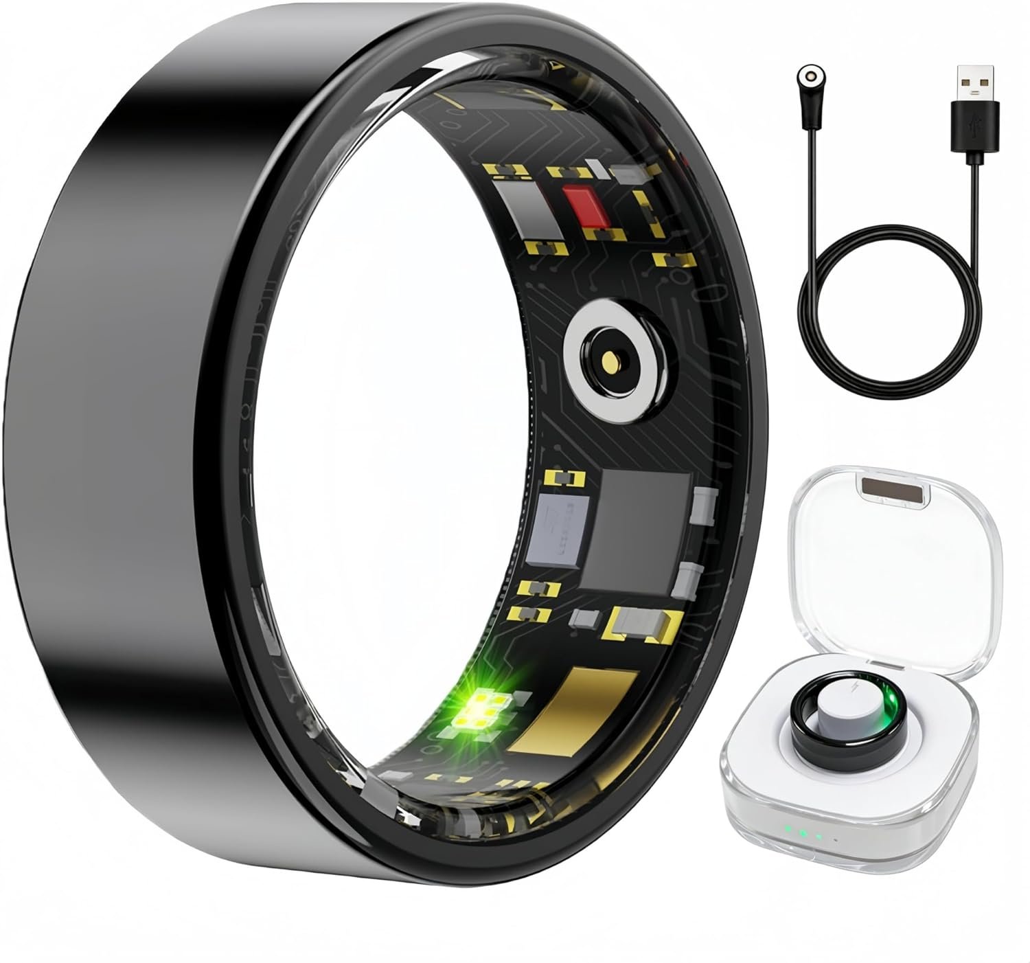 Smart Ring Health & Fitness Tracker for Men & Women, Heart Rate, SPO₂, Sleep & Activity Monitoring, IP68 Waterproof, Long Battery Life, Family Care Mode, No Subscription Fee (Black, 12)