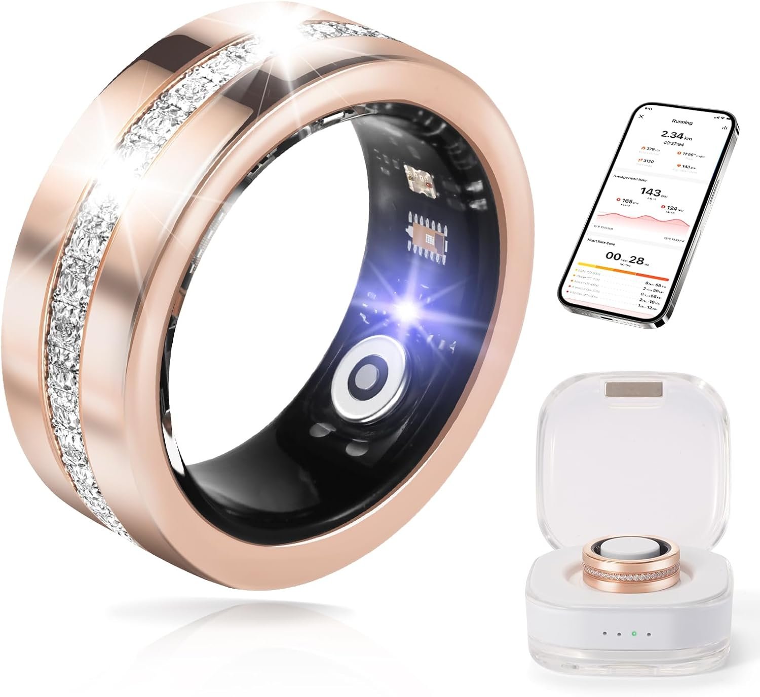 Smart Ring for Women & Men – Health & Fitness Tracker with Heart Rate, Blood Oxygen, Sleep Monitoring, 128 Sports Modes, IP68 Waterproof, Gesture Control, No Subscription Fees (7#)