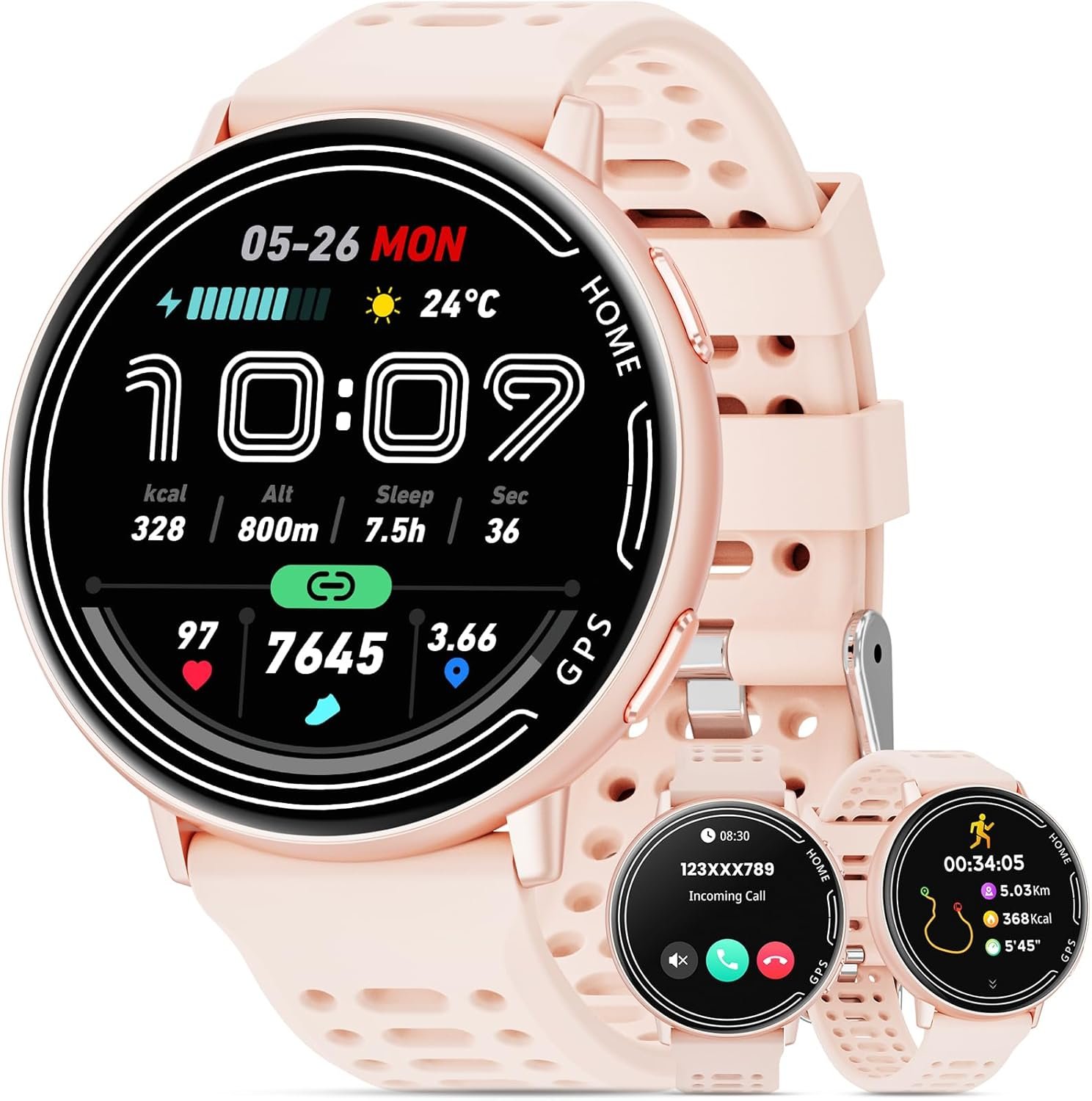 Smart Watch for Men Women Built in GPS,100+ Sports Modes Smartwatch with 1.39″ HD Screen,Bluetooth Answer/Make Call,2026 New Smart Watch Health Fitness Tracker,Compatible with Android & iOS（Pink）