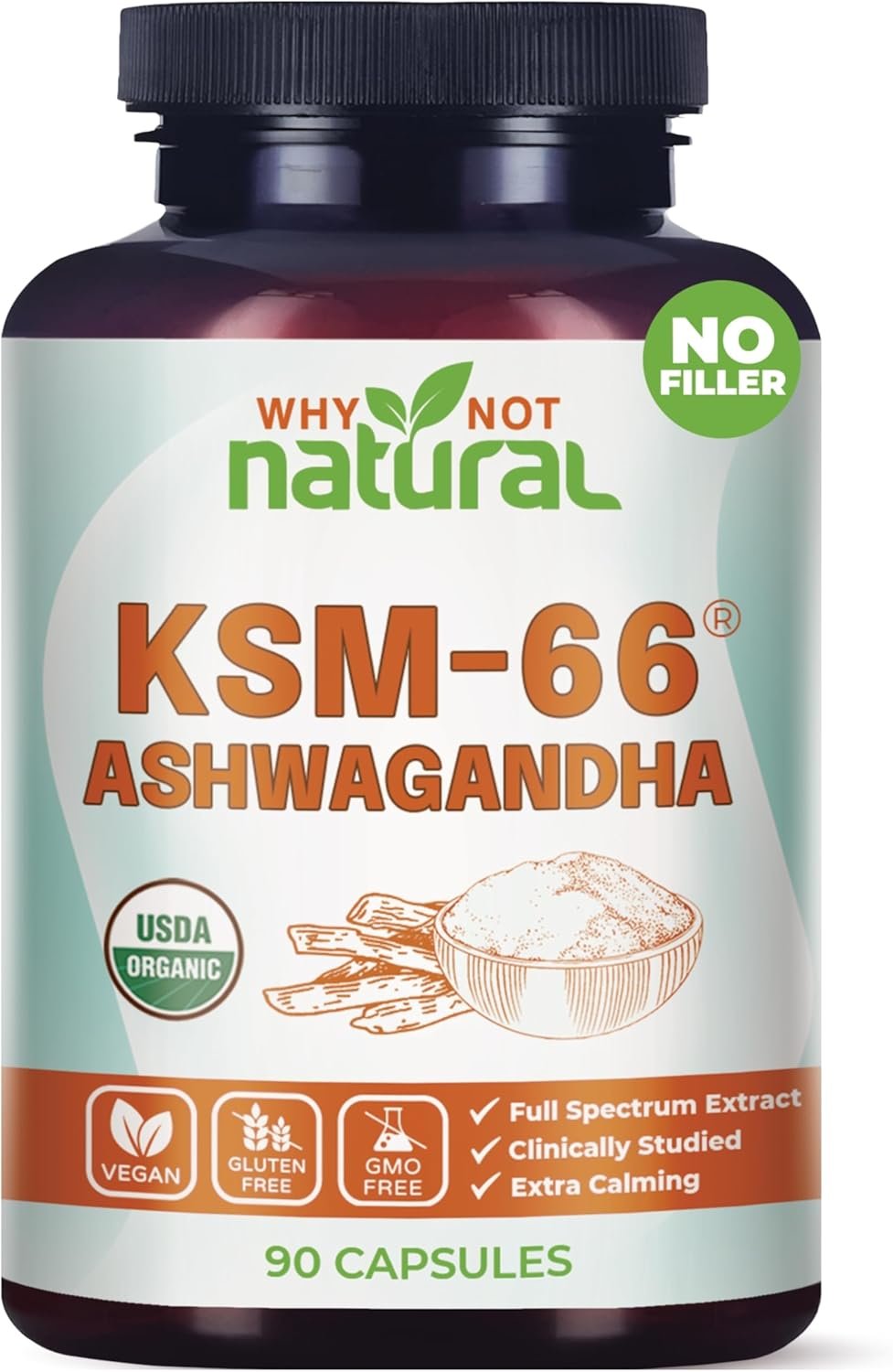 Why Not Natural Organic Ashwagandha KSM 66 Supplements Capsules – KSM66