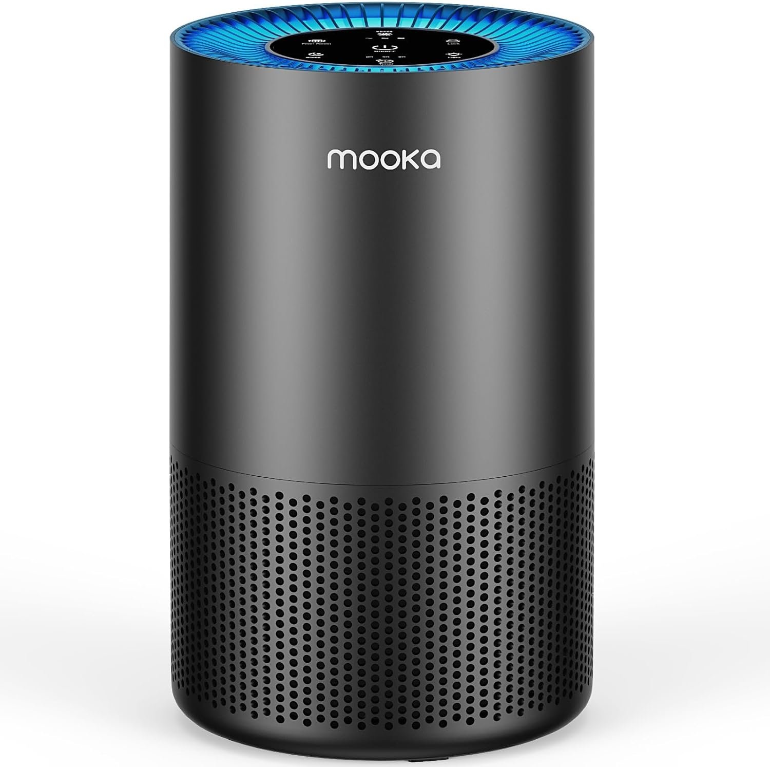 Air Purifiers for Home Large Room Pets Up to 1300 Sq Ft, MOOKA H13 True HEPA Air Purifier Cleaner with 360° Air Inlet, Fragrance, 13dB Air Purifier for Bedroom Wildfire Smoke Pet Dust Pollen (Black)