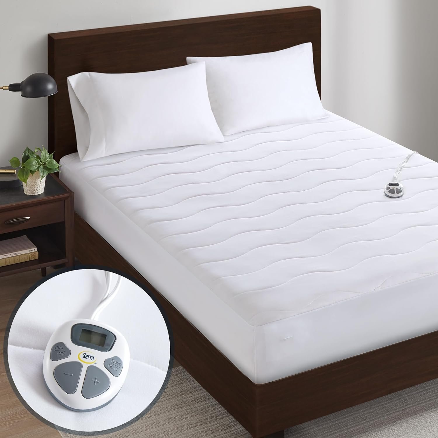 Serta Heated Mattress Pad Twin XL – Deep Pocket, 10 Heat Settings, Auto Shut Off, ETL Certified, Machine Washable, White