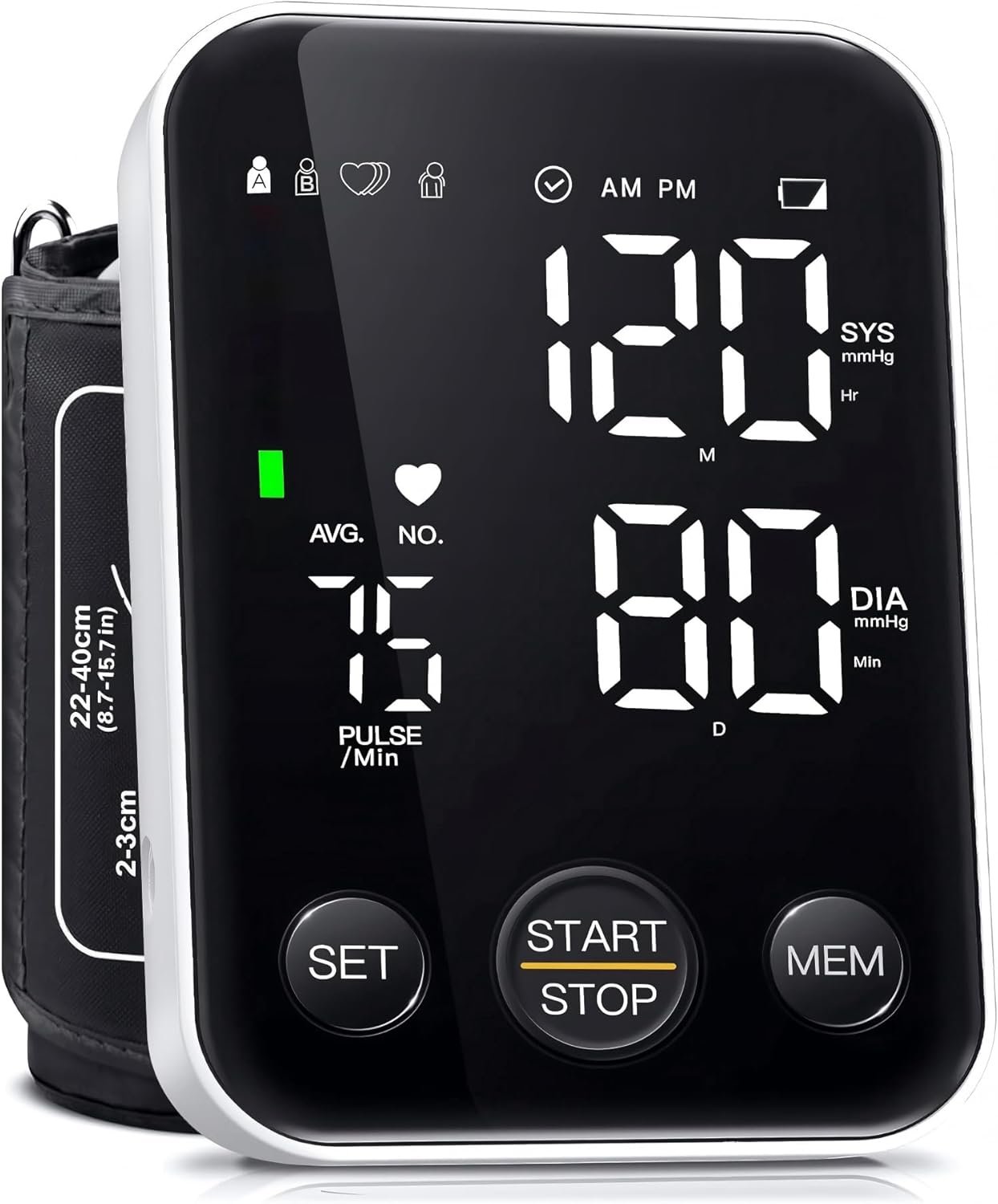 Oklar Blood Pressure Monitor Upper Arm Monitors for Home Use BP Machine Sphygmomanometer with 2×120 Reading Memory Adjustable Arm Cuff 8.7″-15.7″ Large Display with LED Background Light Storage Bag