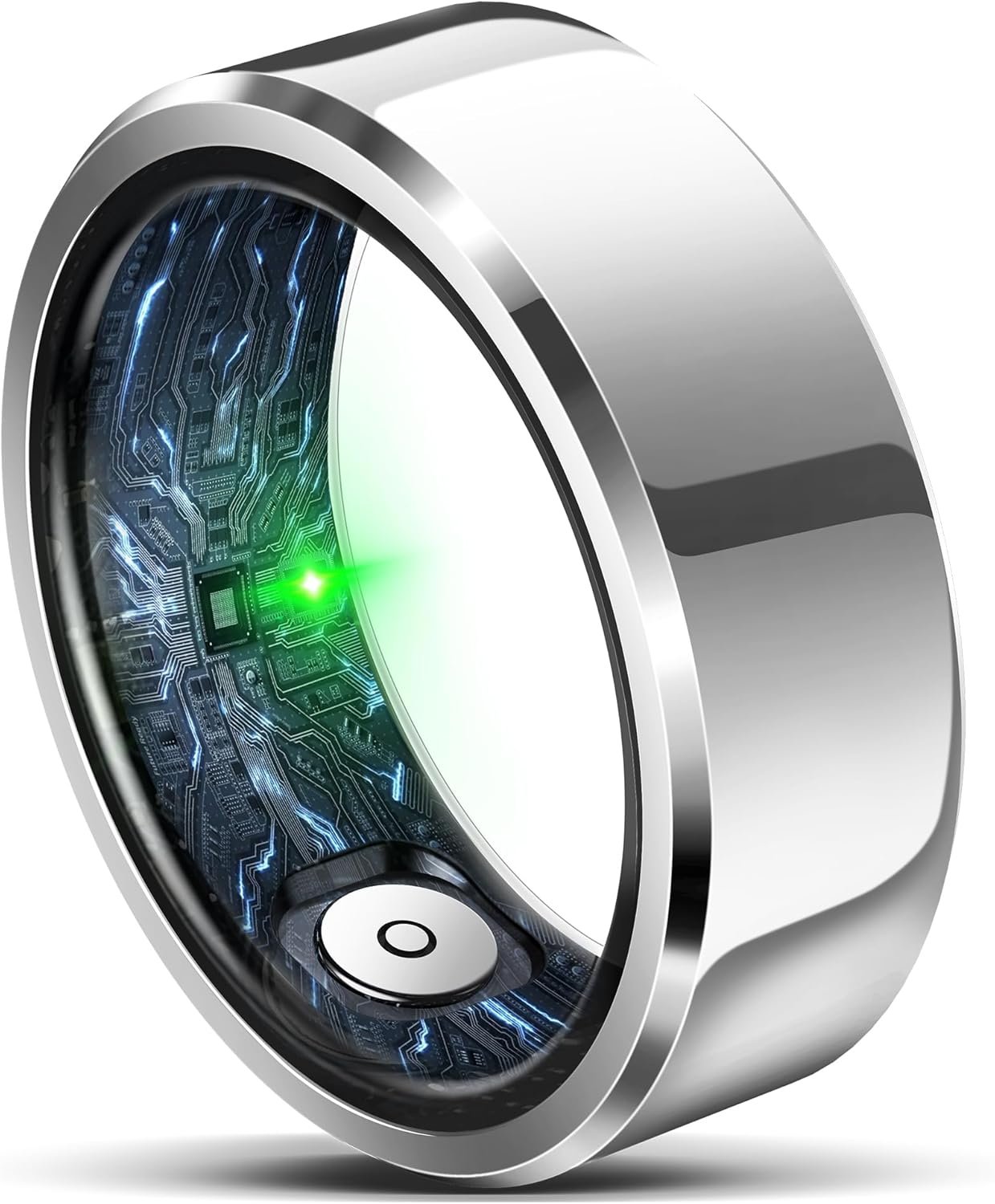 Smart Ring for Women Men, Fashion Minimalist Fitness Ring & Sleep Tracker Rings with Heart Rate, Blood Pressure, Waterproof Health Ring, Nice Gifts for Women, No Subscription (Size 8, Silver)