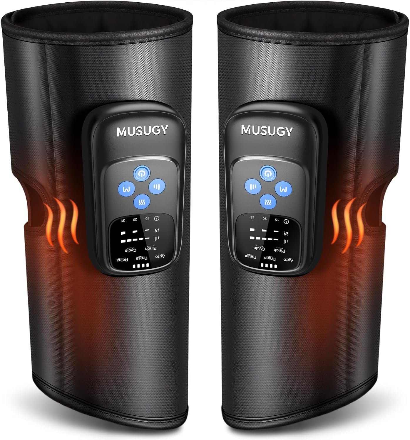 Cordless Calf Massager with Heat and Compression : Rechargeable Leg Compression Massager with 5 Modes, 5 Intensities for Pain Relief and Circulation – Calf Massage Device for Muscle Recovery