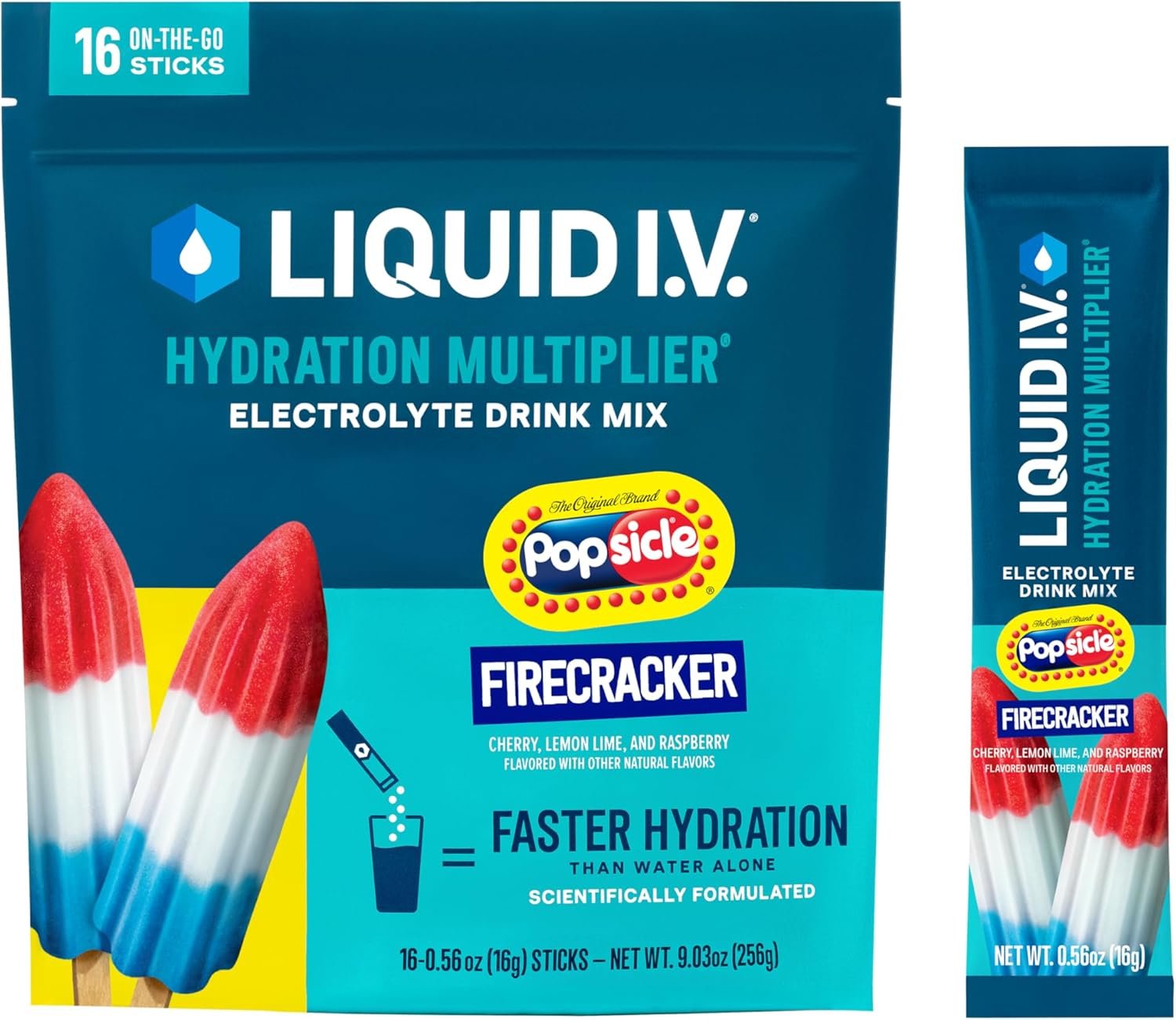 Liquid I.V.® Hydration Multiplier – Popsicle Firecracker | Electrolyte Powder Drink Mix | 1 Pack (16 Servings)