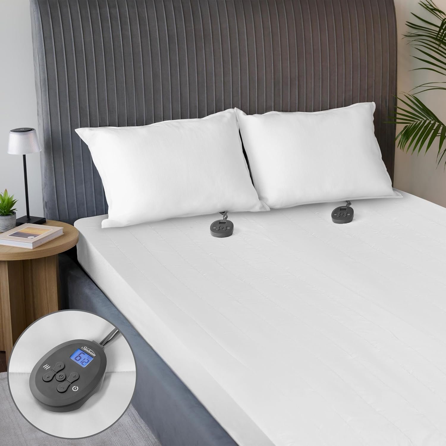 Sunbeam Electric Restful Quilted Heated Mattress Pad King 80″ x 76″ 12 Heat Settings 12-Hour Auto Shut-Off Extra-Cozy Fabric Deep Pocket Fit Machine Washable