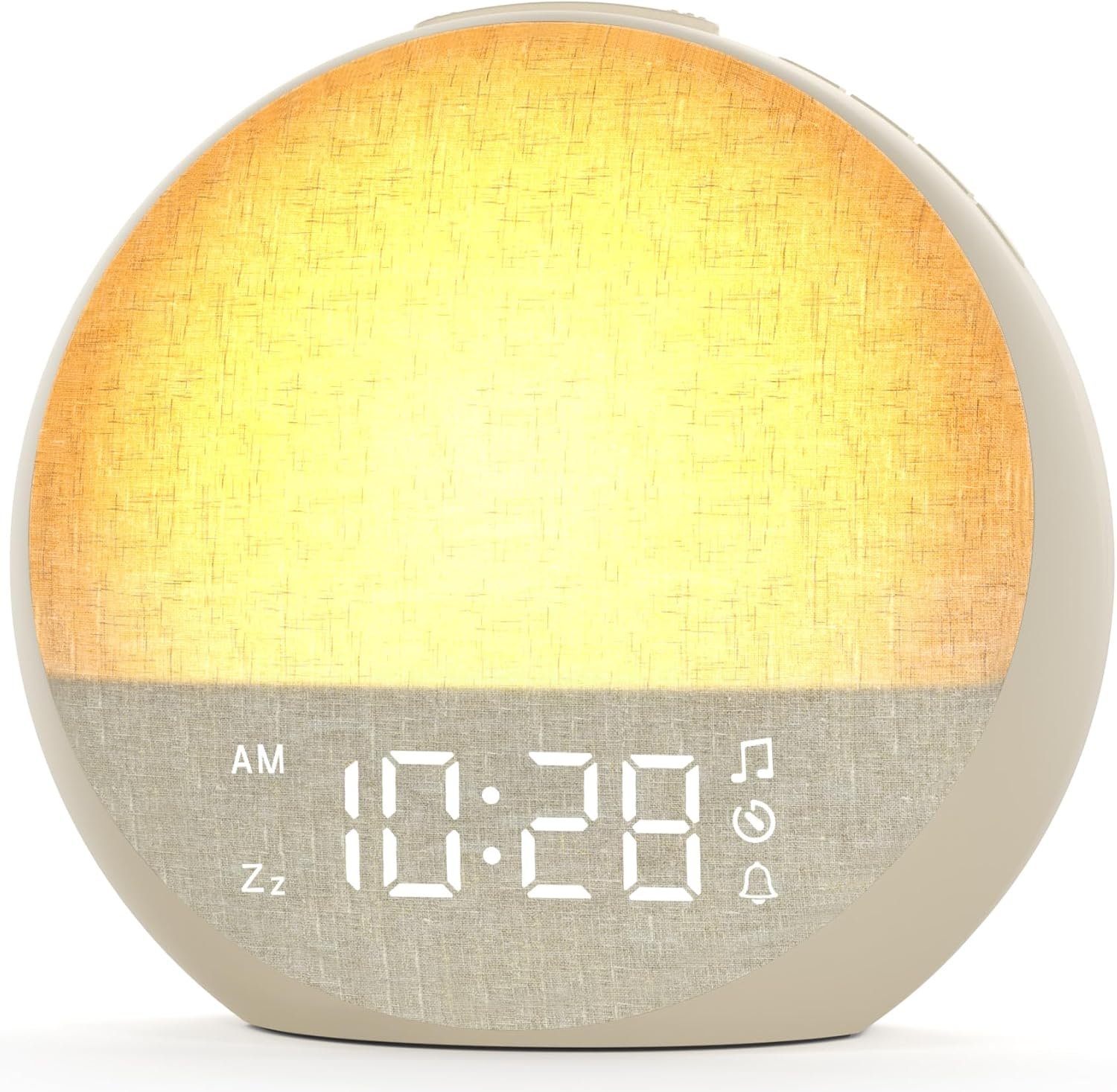 APUZOM Sunrise Alarm Clock, Dimmable Night Light, Natural Sunlight Lamp Gentle Wake Up Light Digital Clock for Bedrooms, Kids, Heavy Sleepers Adults, Baby (Putty)