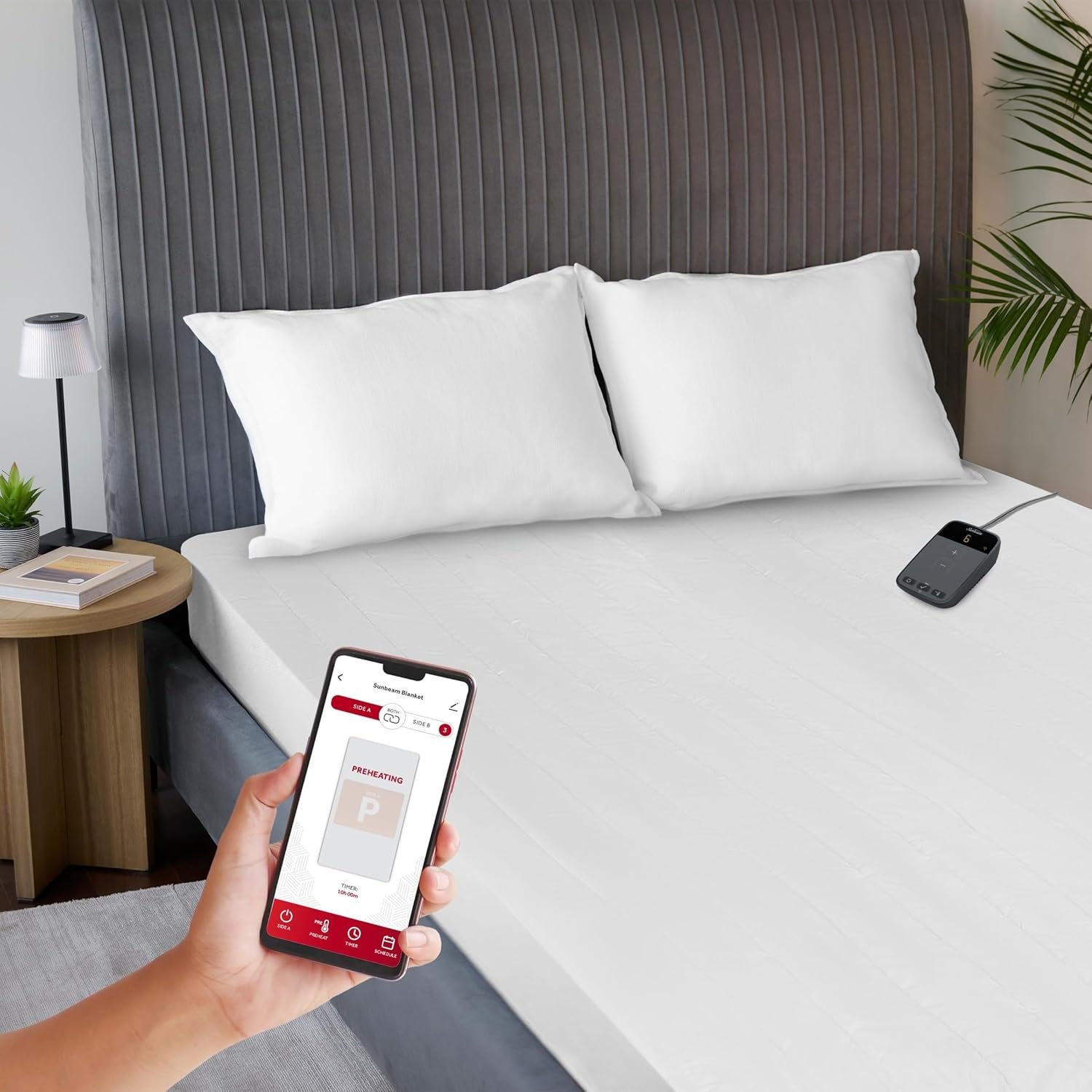 Sunbeam Polyester Wi-Fi Connected Mattress Pad, Electric Blanket, 10 Heat Settings, Full Size