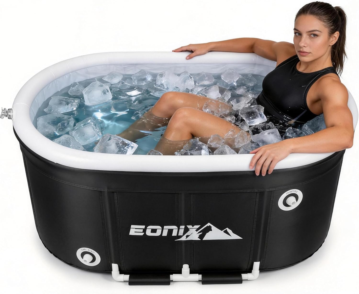 EONIX Upgrade 123 Gal Large Oval Ice Bath Tub with Lid for Athletes Cold Water Therapy, Collapsible Cold Plunge Tub, Portable Ice Plunge Tub for Home, Gyms, Indoor, Outdoor