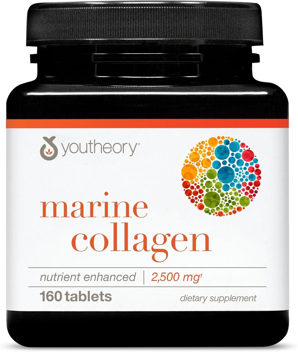 Youtheory Marine Collagen Tablets – 2,500 mg Fish-Sourced Collagen Peptides- with Vitamins A, C, E, B6 & B12 – Supports Joint & Nail Health* – Highly Absorbable – 160 Tablets (32-Day Supply)