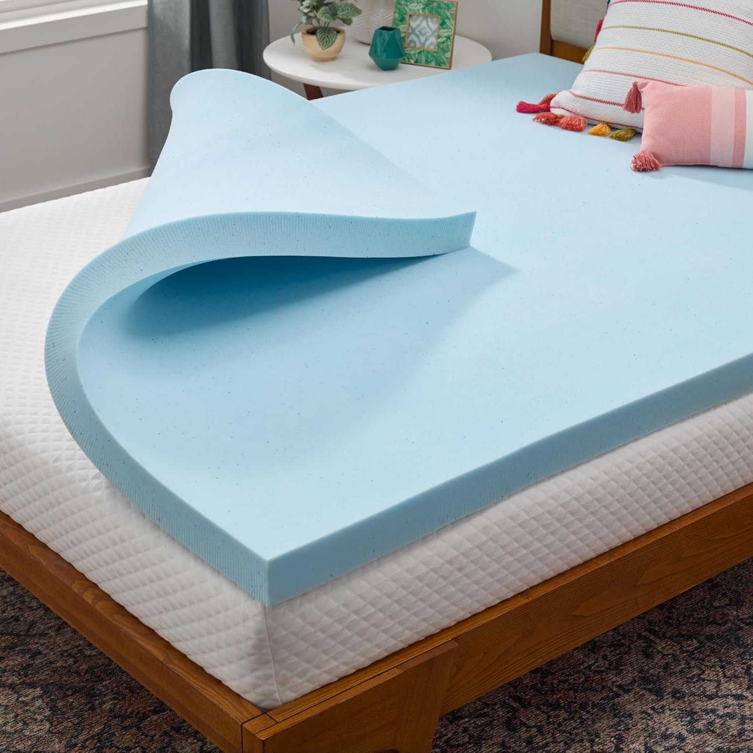 Linenspa Memory Foam Mattress Topper, Queen Size – 3 Inch Gel Infused Memory Foam – Plush Feel – Cooling and Pressure Relieving – CertiPUR Certified