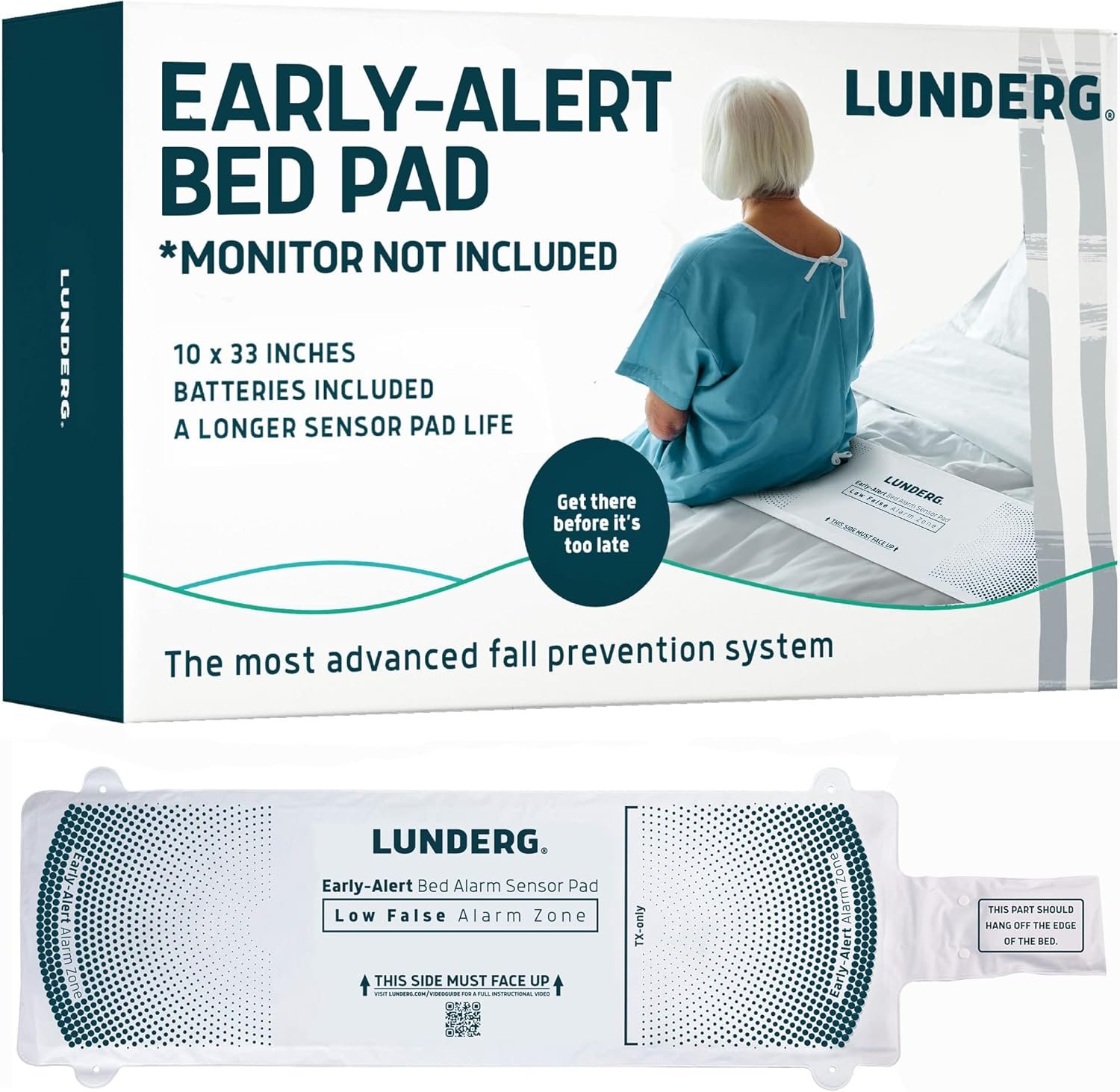 Lunderg Early-Alert Bed Alarm Pad – Pager Not Included – Wireless Pad with Pre-Alert Smart Technology – Make Life so Much Easier