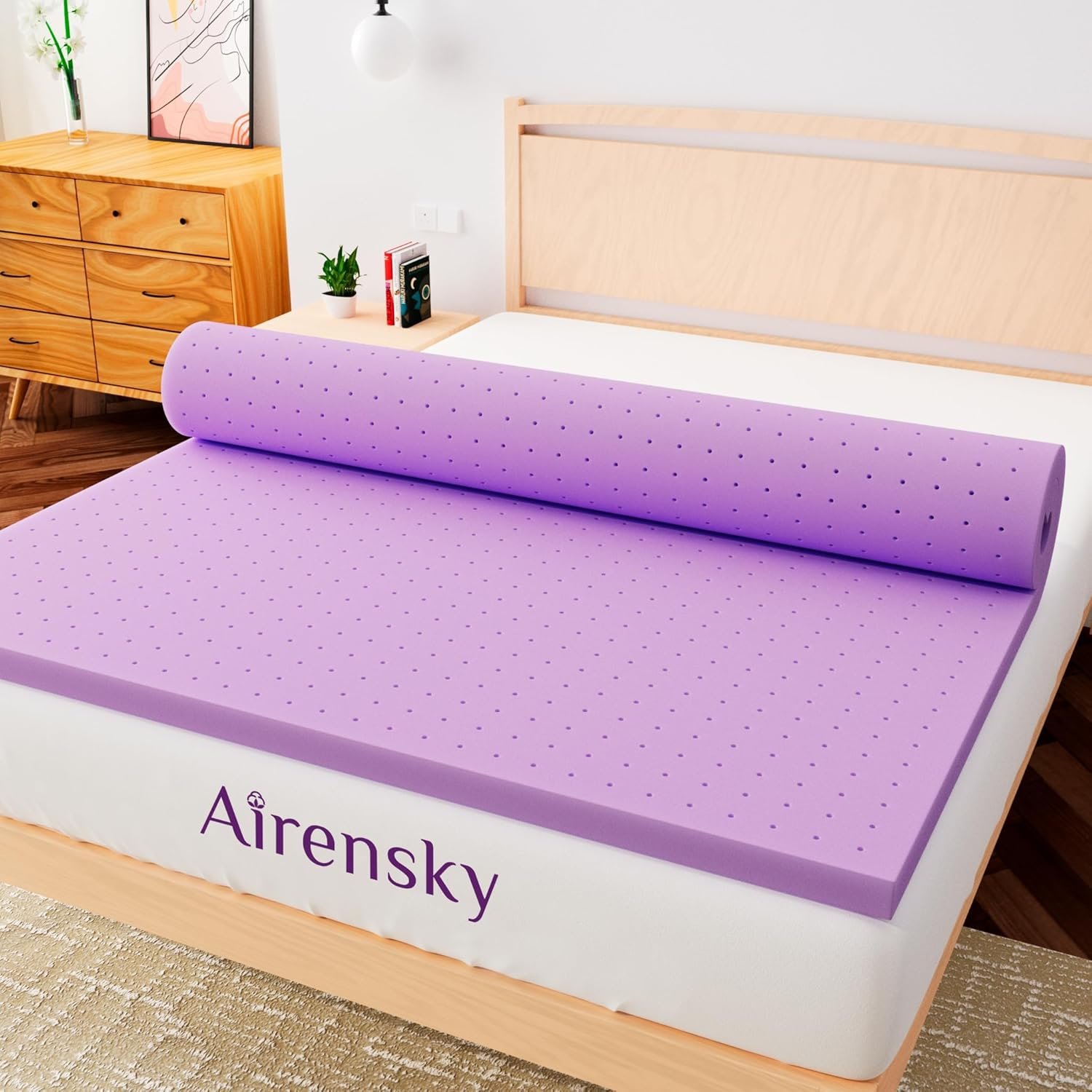 Airensky 2 Inch Cooling Gel Memory Foam Mattress Topper Twin Size – CertiPUR-US Certified Bed Topper, Pressure Relief for Back Pain, Breathable Design, Odor-Free (39″x75″)