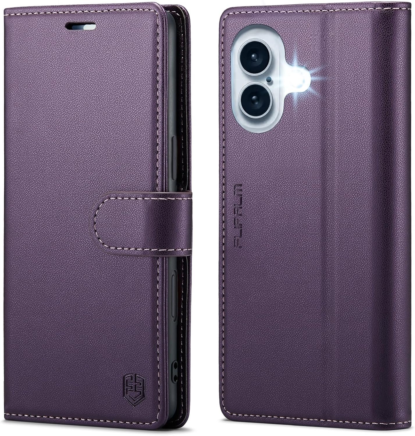 Wallet Case for iPhone 16 Plus, RFID Blocking Credit Card Holder, PU Leather Folio Flip Kickstand Protective Shockproof Cover for Apple 16Plus (Purple, for iPhone 16 Plus – 6.7”)