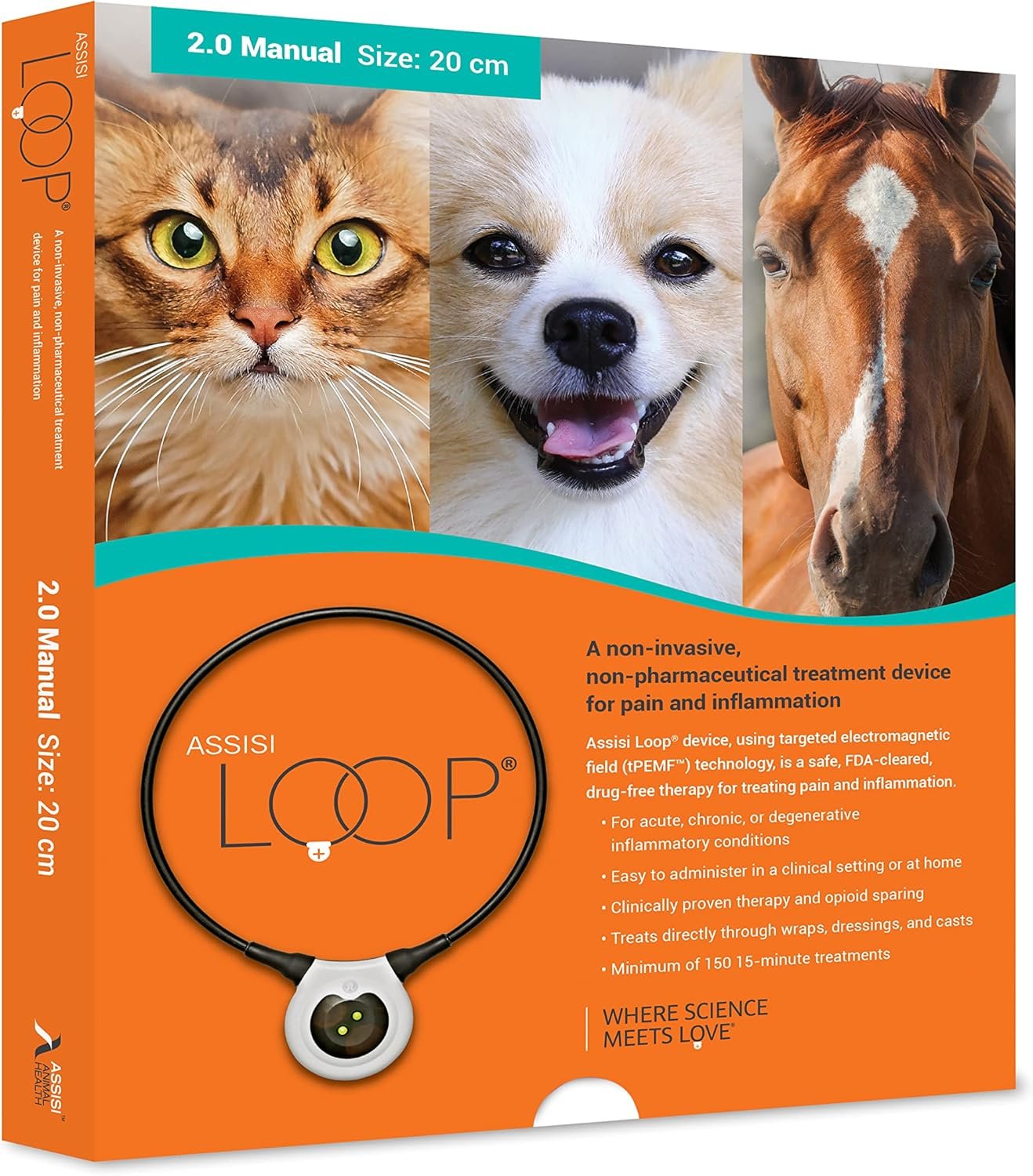 Assisi Loop 2.0 Manual tPEMF Device for Dogs, Cats, and Horses (20 cm)