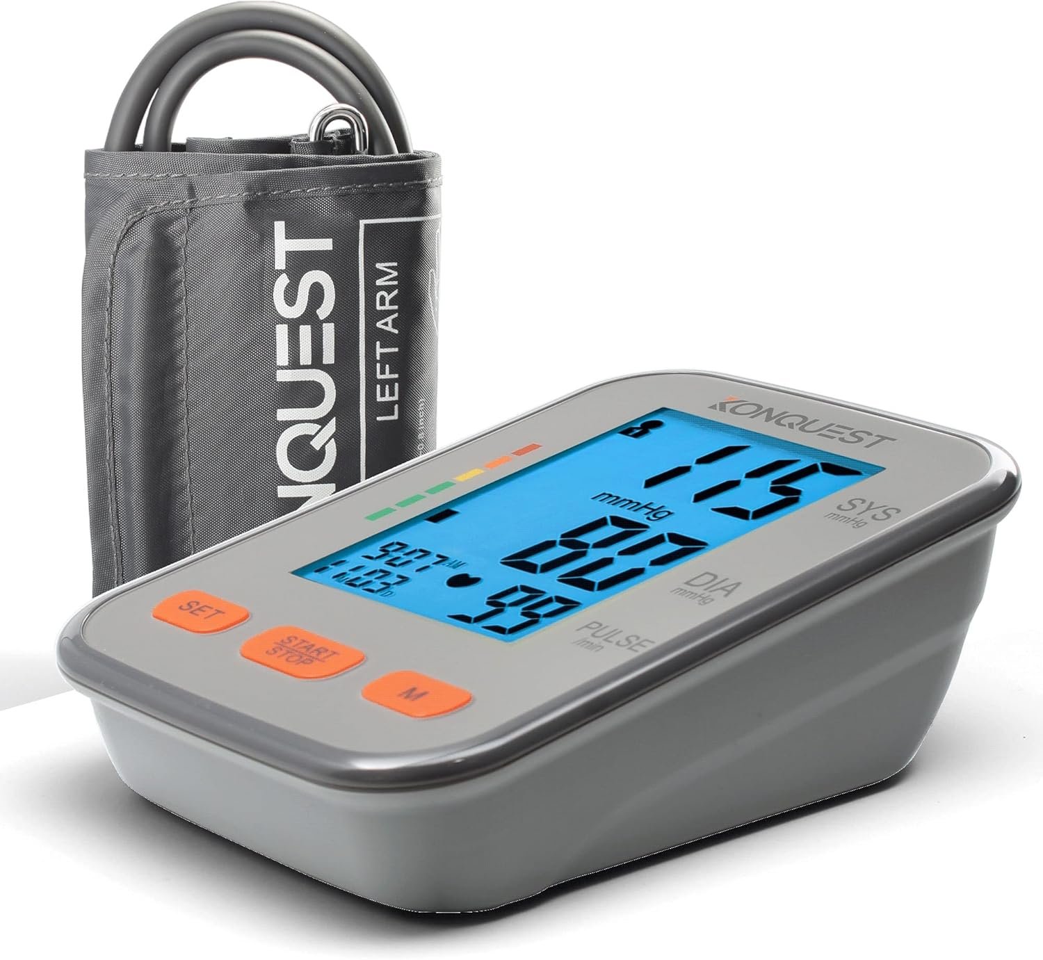 Konquest KBP-2704A Automatic Upper Arm Digital Blood Pressure Monitor – BP Machine with Large Cuff (8.5–16.5 in), Backlit Display, Digital, Irregular Heartbeat Detector – Tensiometro
