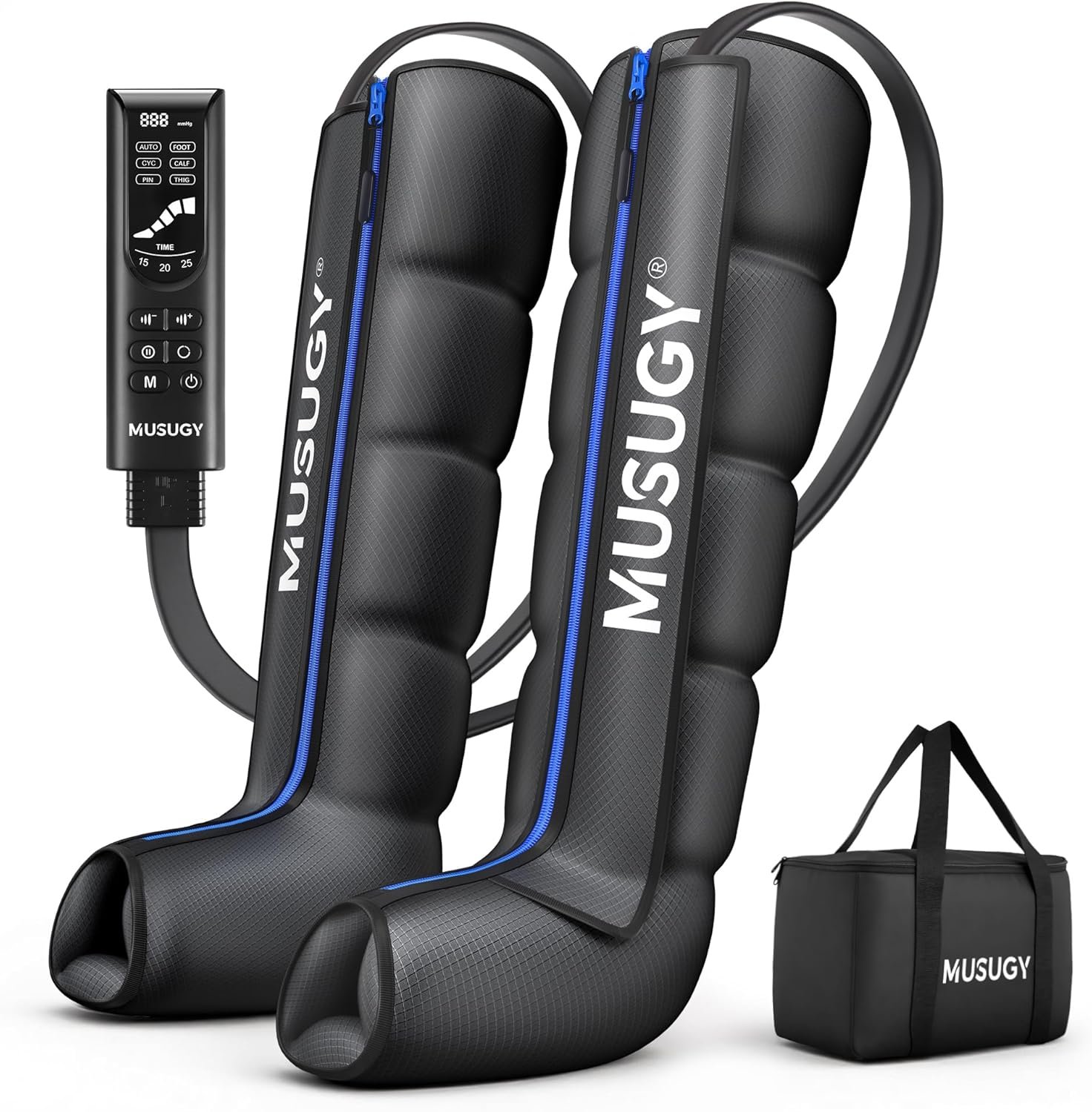Sequential Leg Compression Massager for Circulation : Full Leg Air Compression Boots for Massage Therapy & Fatigue Relief – 9 Intensity, 6 Modes, 3 Timers for Athletes, Runners, Gym