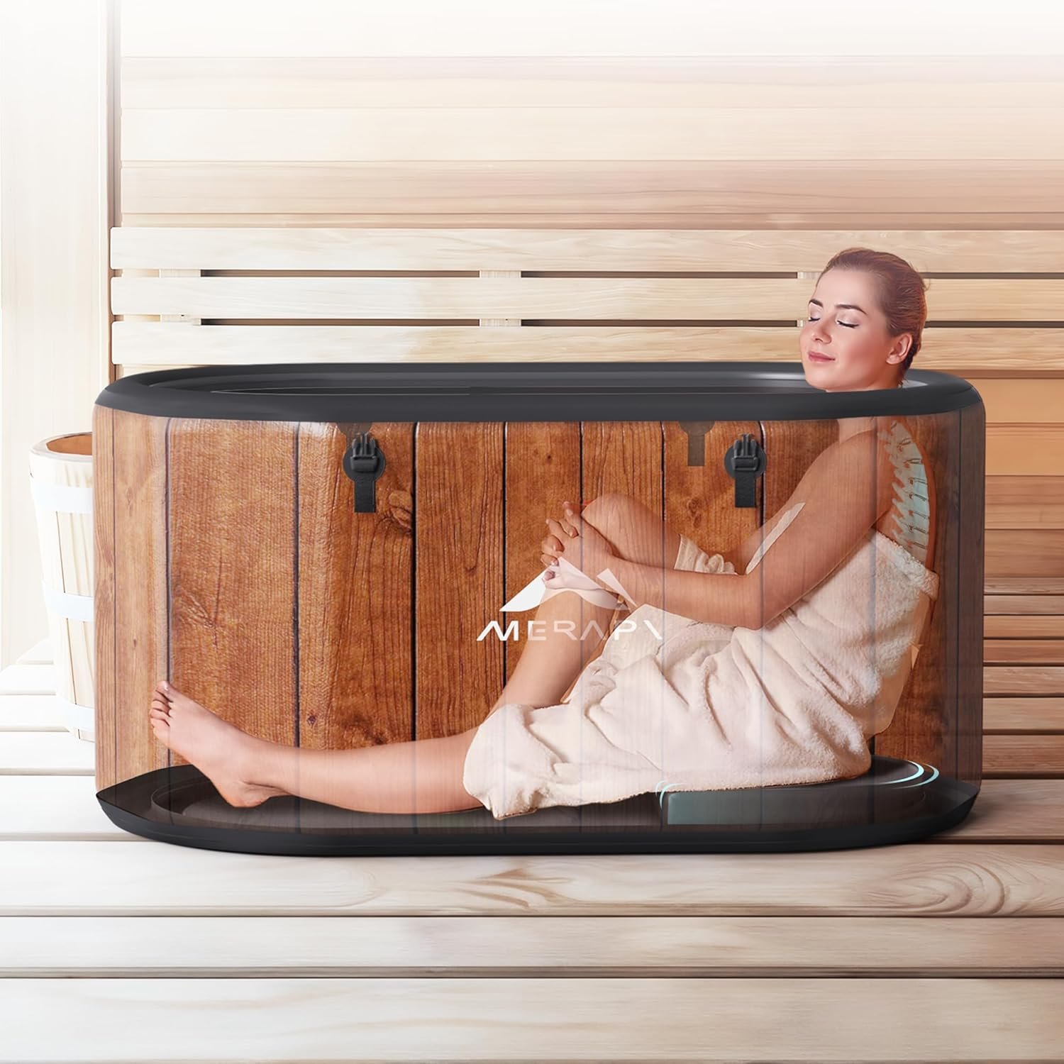 MERAPI XL 170 Gal Cold Plunge Tub with Cushion, Upgraded Ice Bath Tub for Athletes – Water Chiller Compatible – Inflatable Ice Bath at Home Recovery
