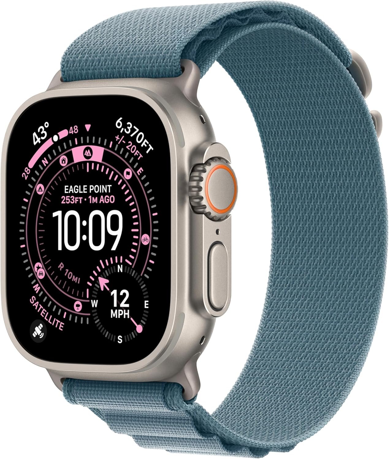 Apple Watch Ultra 3 [GPS + Cellular 49mm] Running & Multisport Smartwatch w/Rugged Titanium Case w/Light Blue Alpine Loop – S. Satellite Communications, Advanced Health & Fitness Tracking